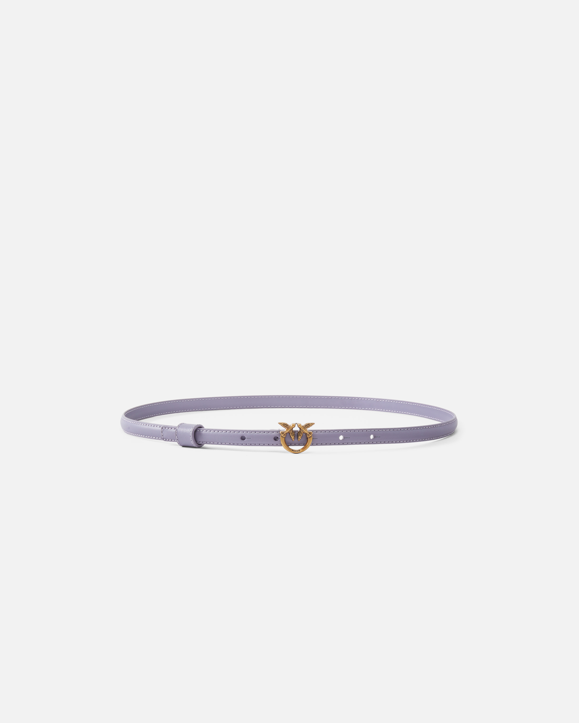 Pinko Thin Belt With Love Birds Buckle In Cenerre Viola-antique Gold
