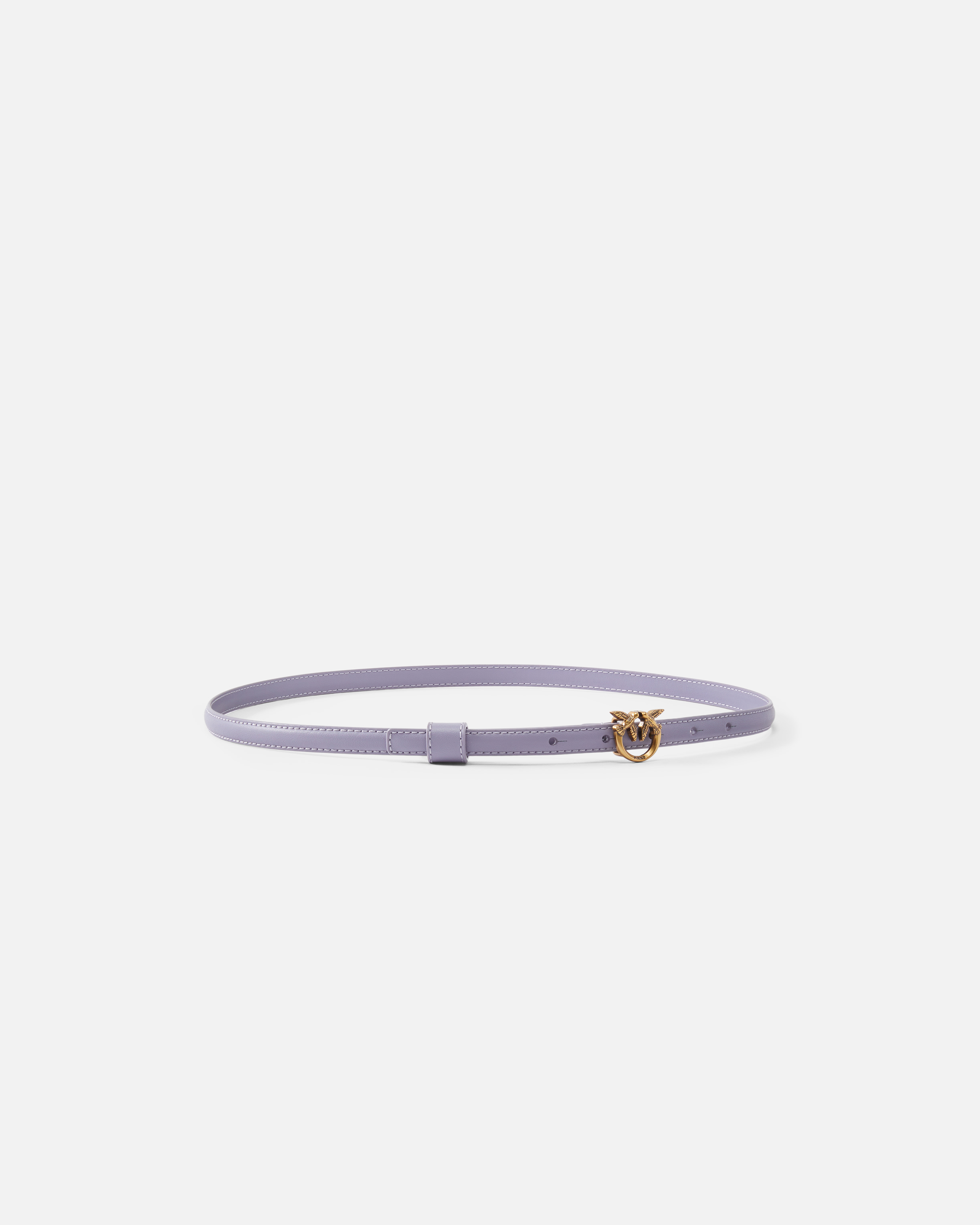 Pinko Thin Belt With Love Birds Buckle In Cenerre Viola-antique Gold