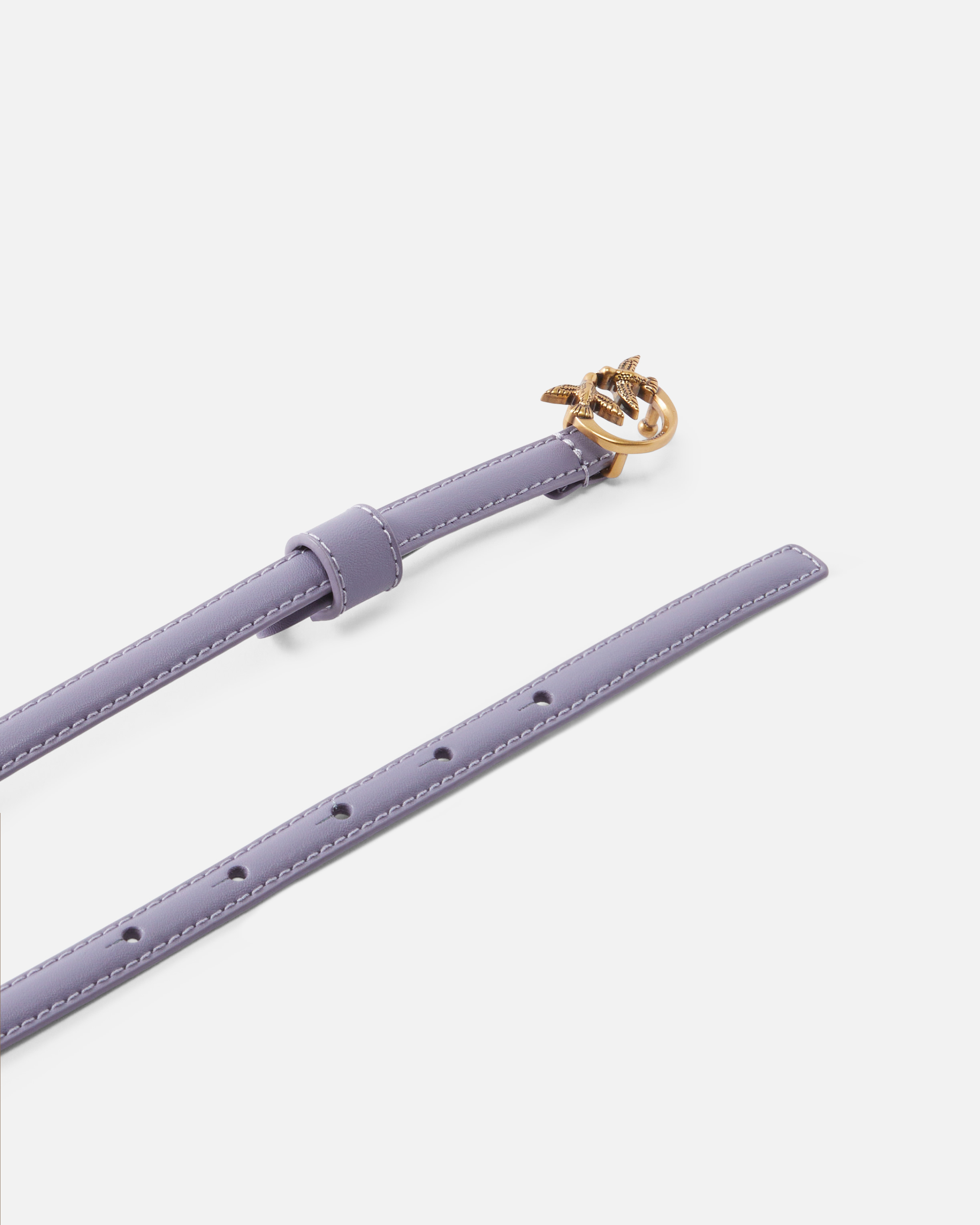 Pinko Thin Belt With Love Birds Buckle In Cenerre Viola-antique Gold