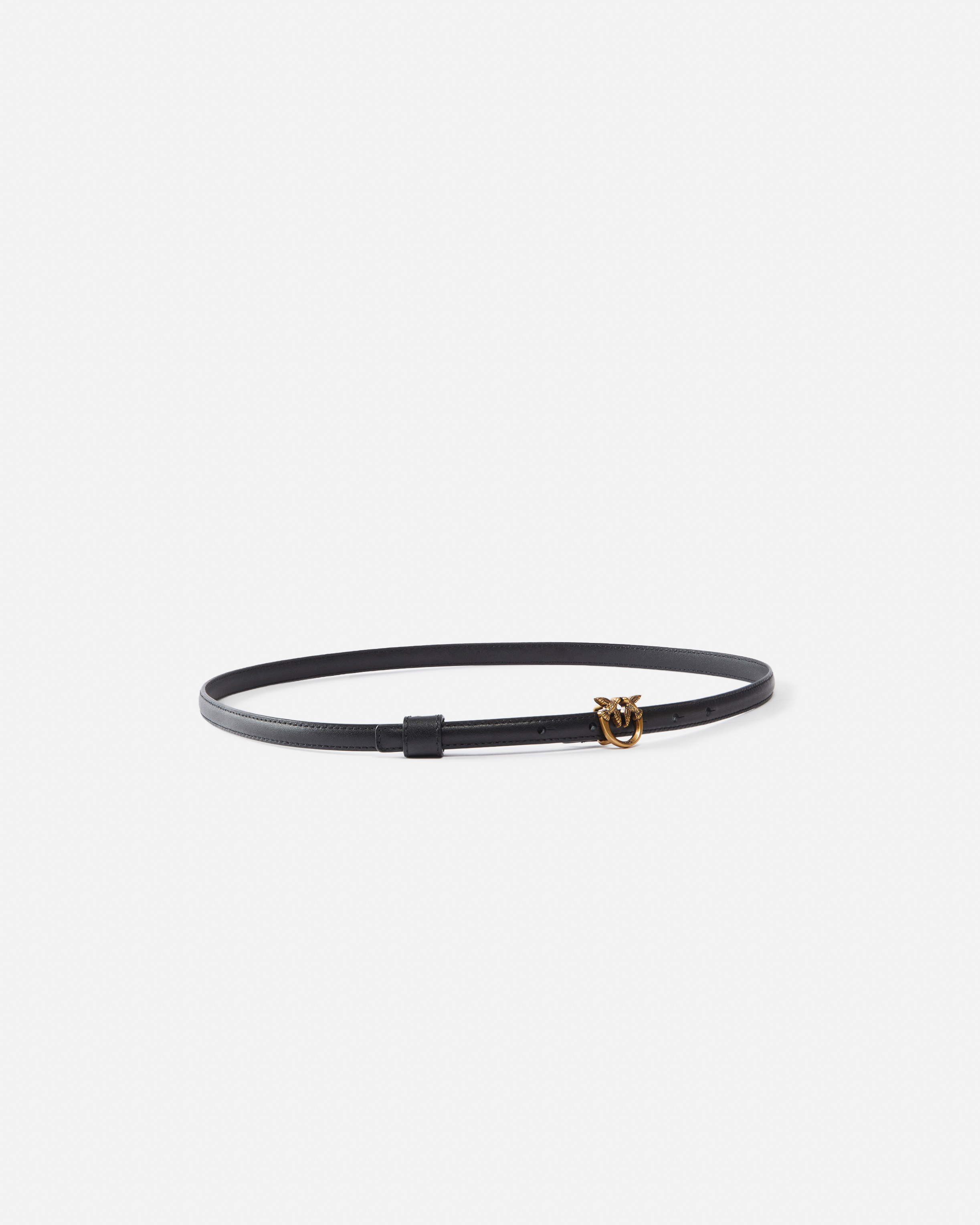 Pinko Fine Ceinture Avec Boucle Love Birds 1 Cm In Black-antique Gold