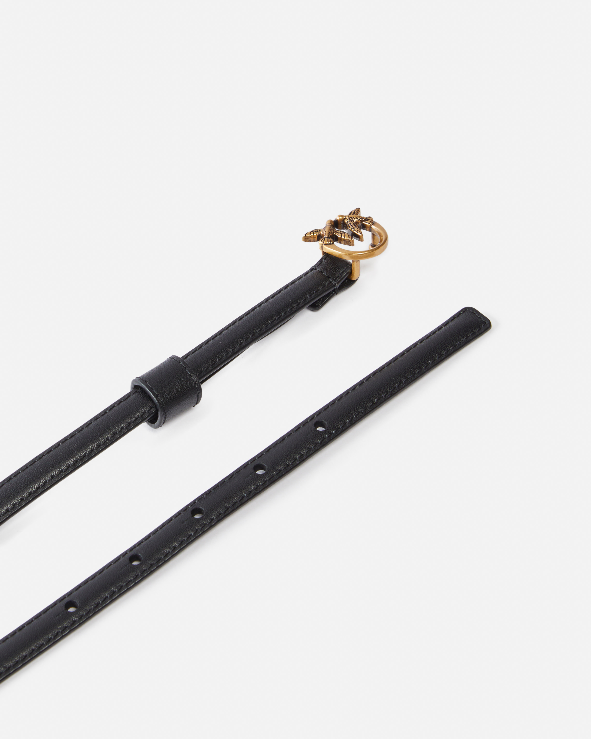 Pinko Fine Ceinture Avec Boucle Love Birds 1 Cm In Black-antique Gold