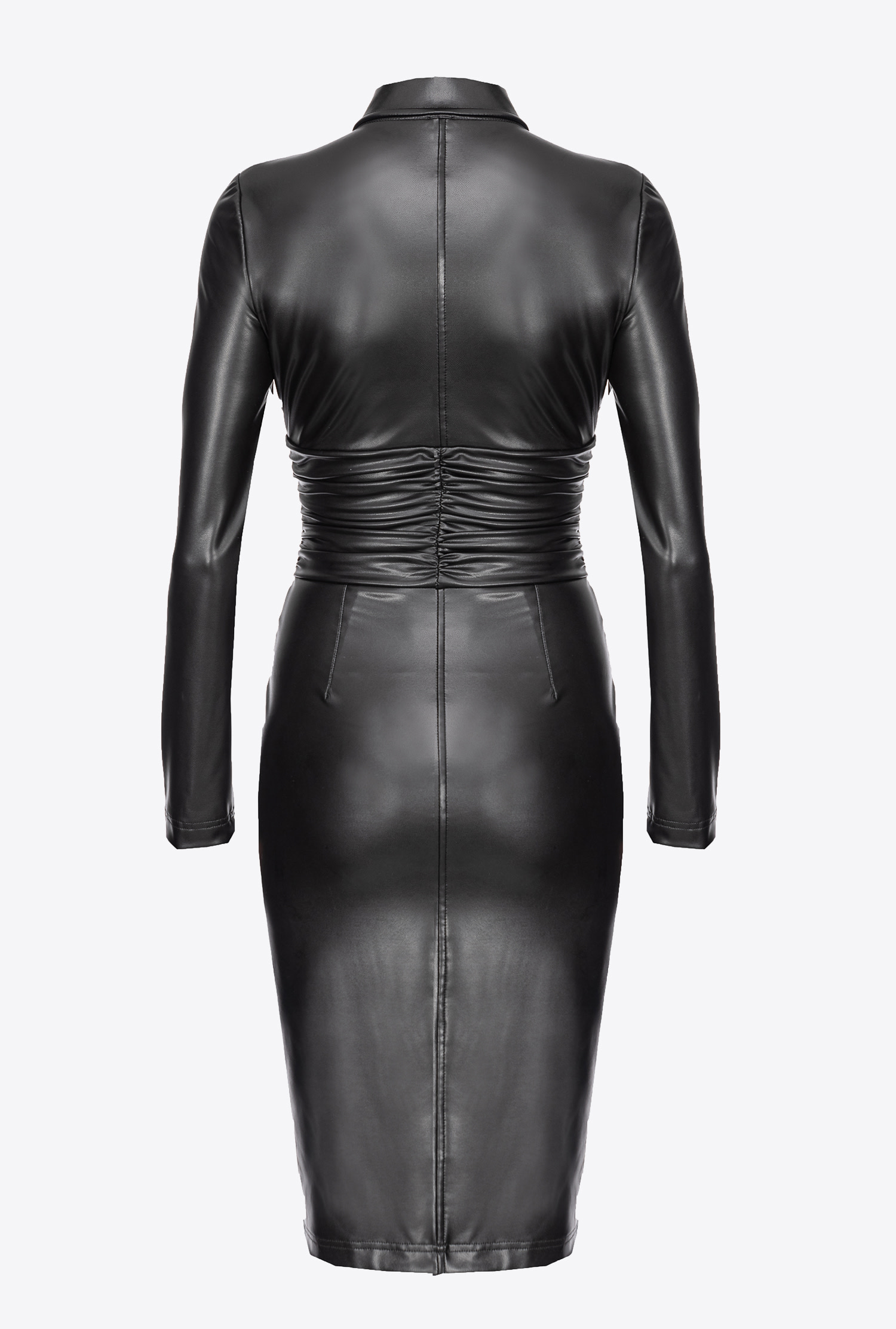 Calf-length leather-effect dress