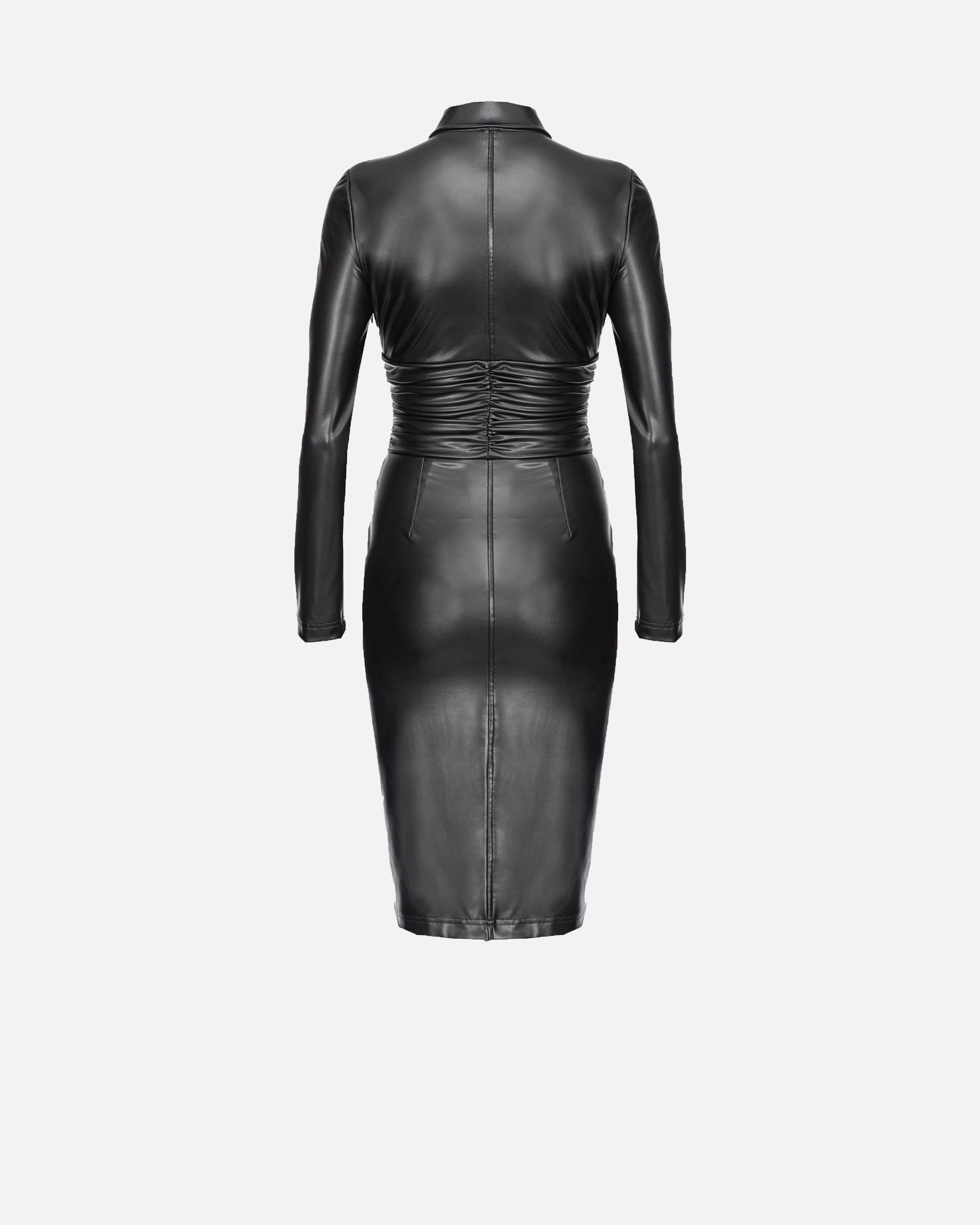 Calf-length leather-effect dress