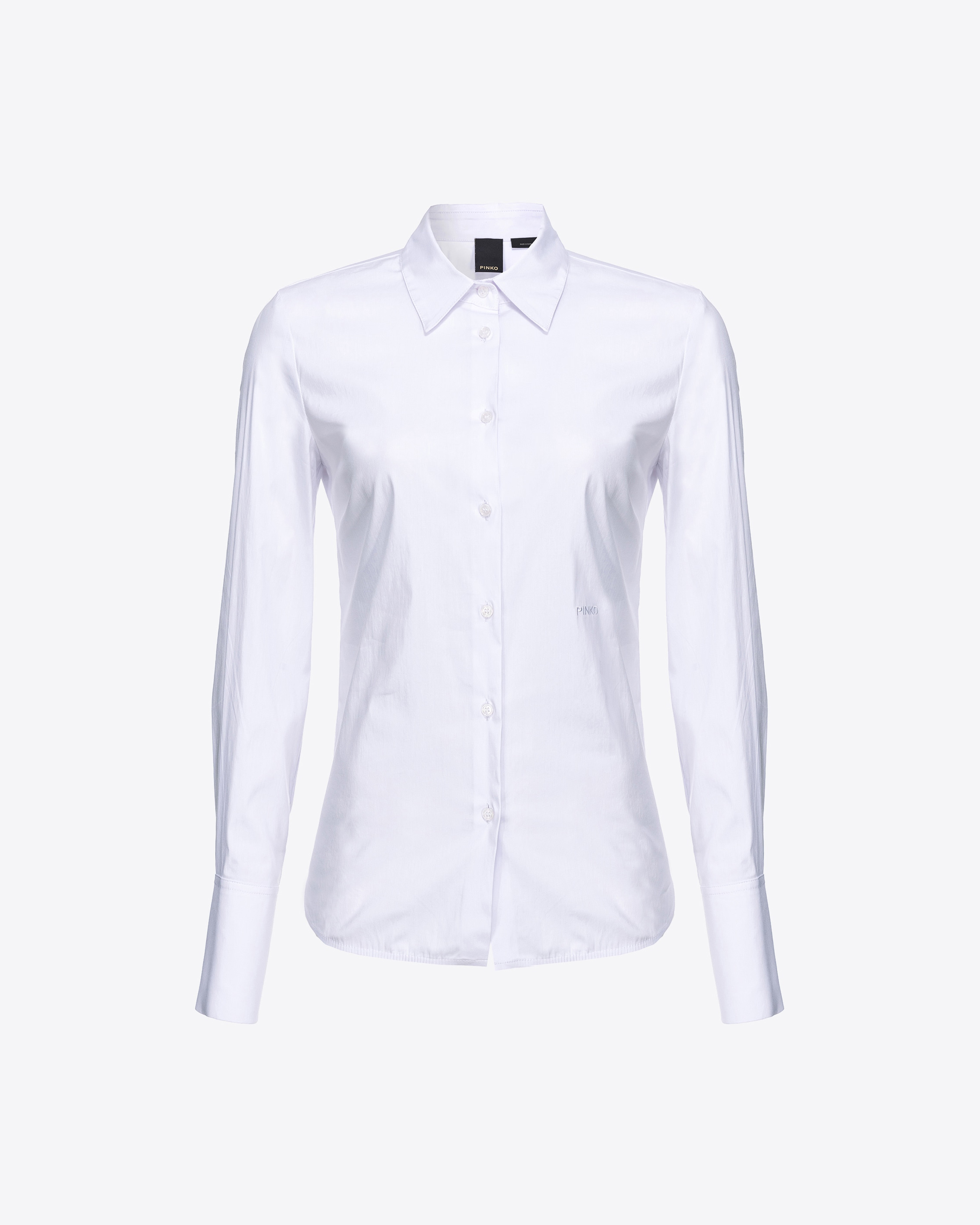 Pinko Fitted-waist Poplin Shirt With Embroidered Logo In Blanc Brill.