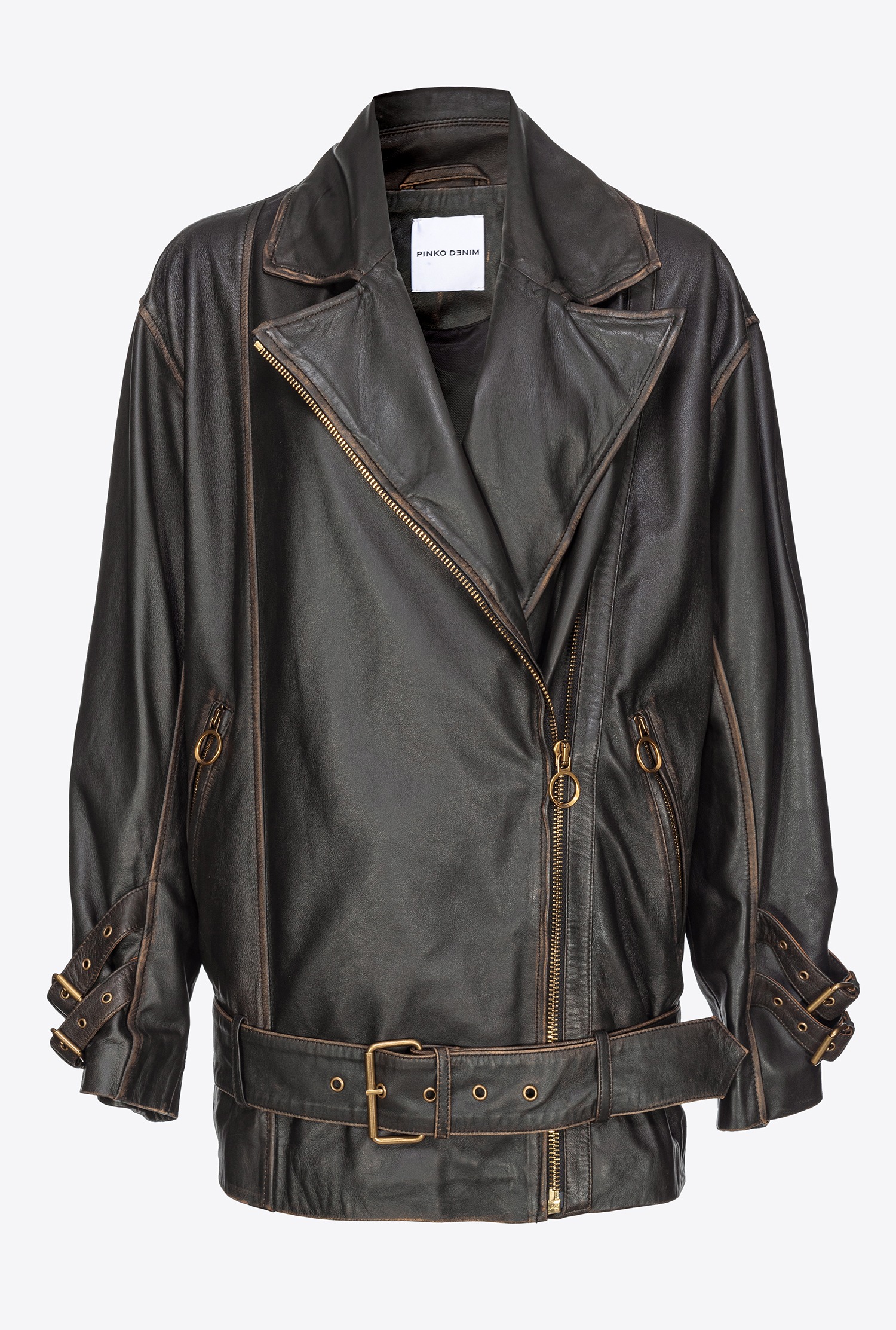 PINKO leather bomber jacket - Black