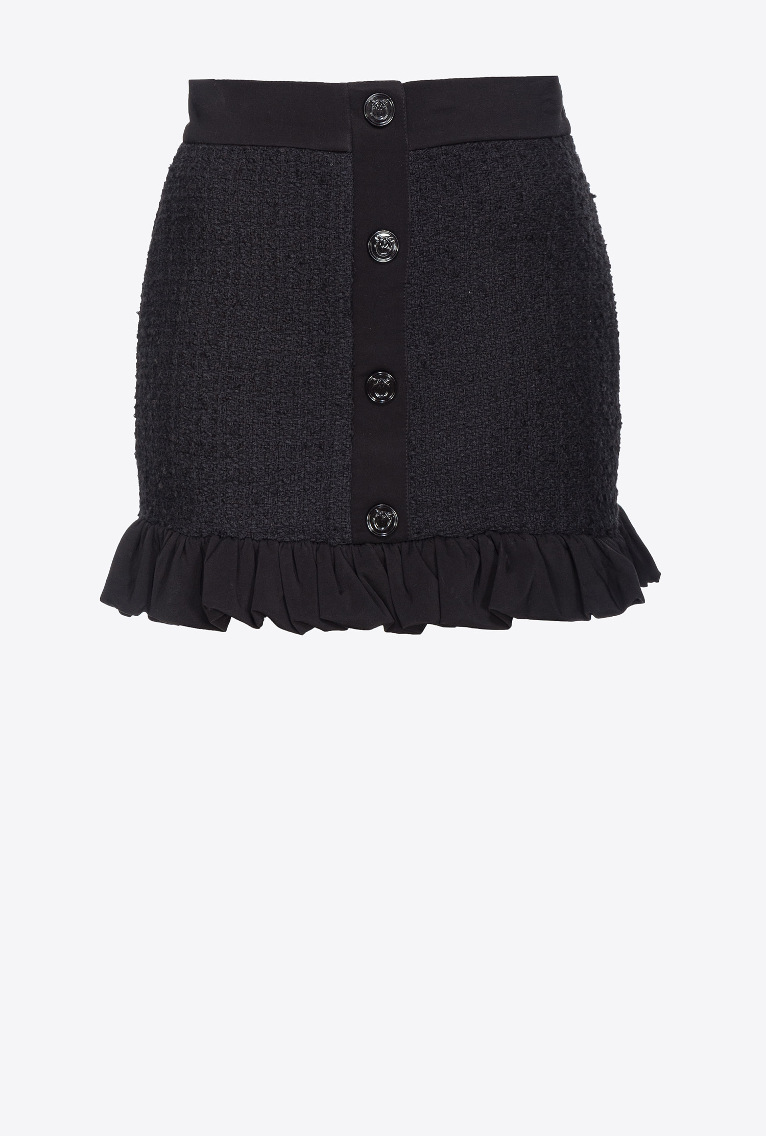 Tweed mini skirt with ruching - Limo black