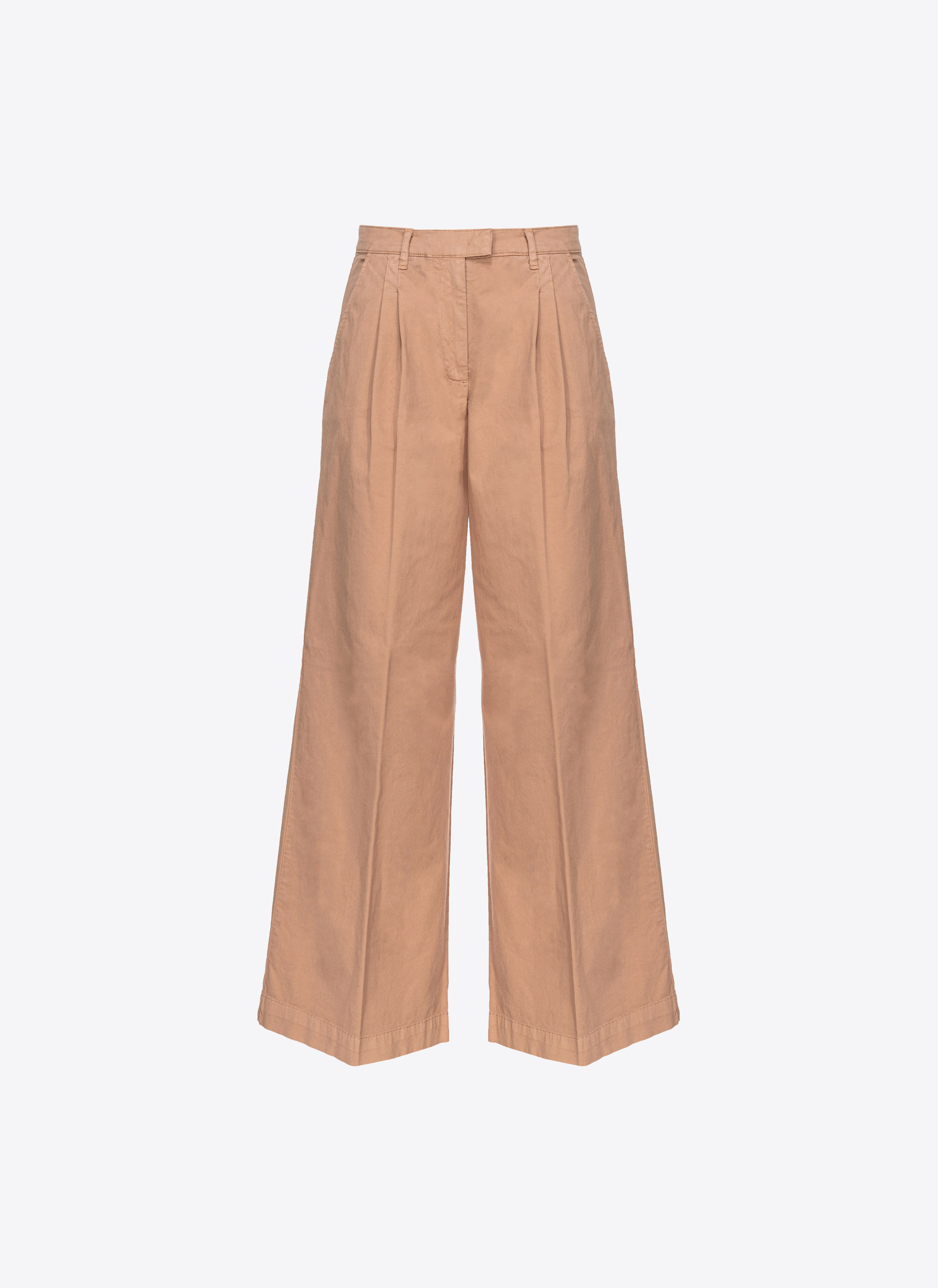 Pinko Wide-leg Cavalry Fabric Trousers In Tawny-brown Beige