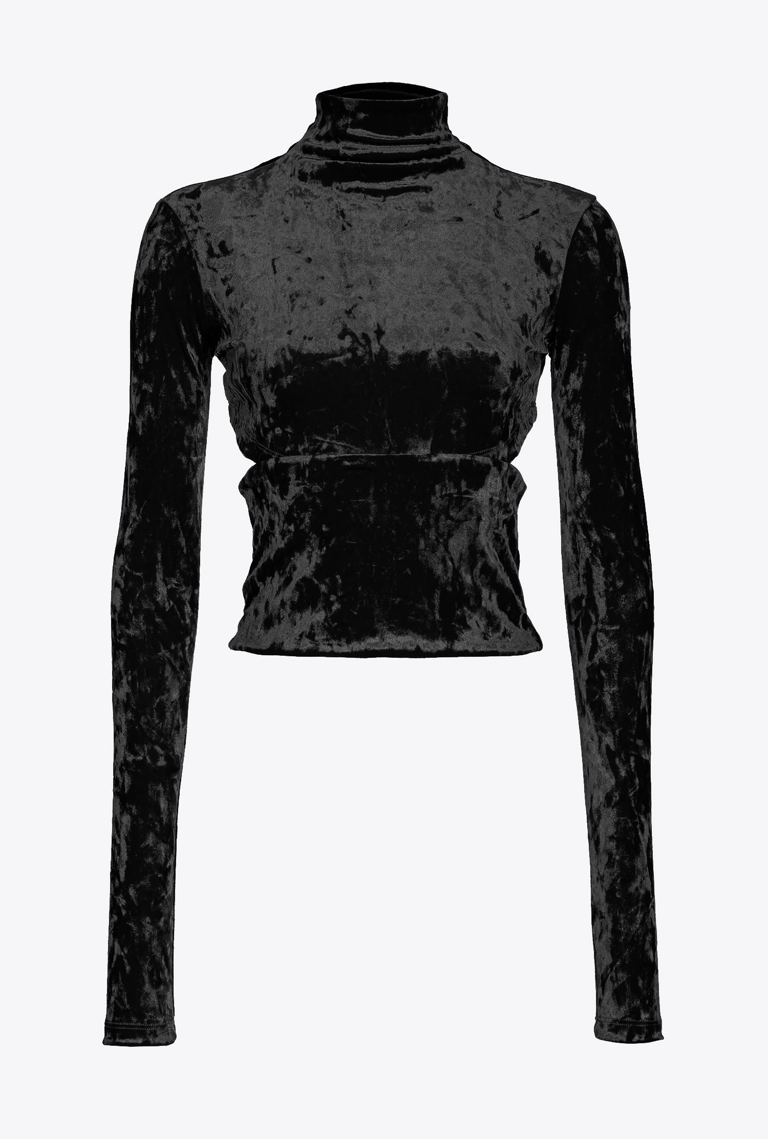 Pinko Cut-out Detail Velvet Top In Limo Black