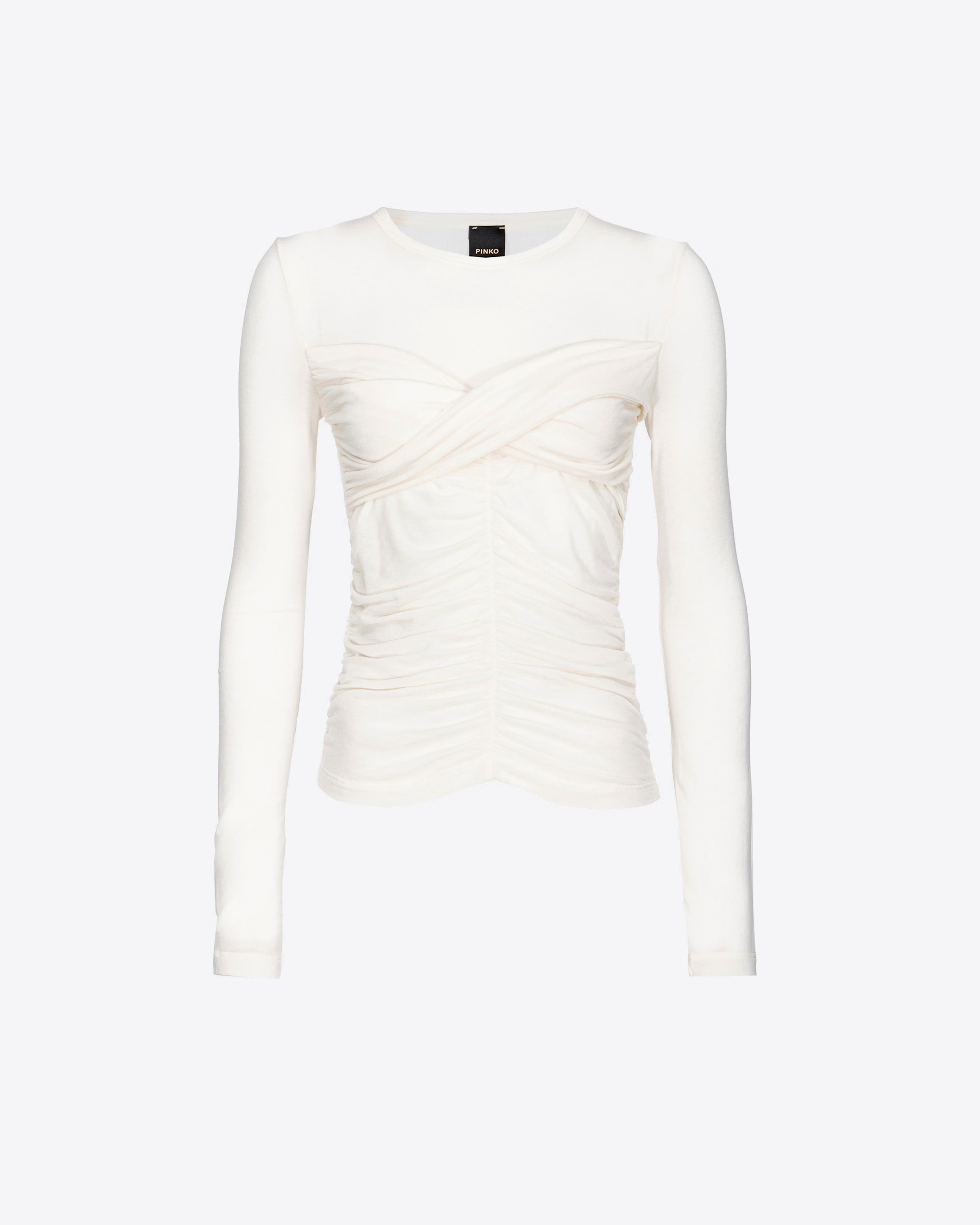 Pinko Sweater With Front Gathering In Blanc-glace À La Vanille
