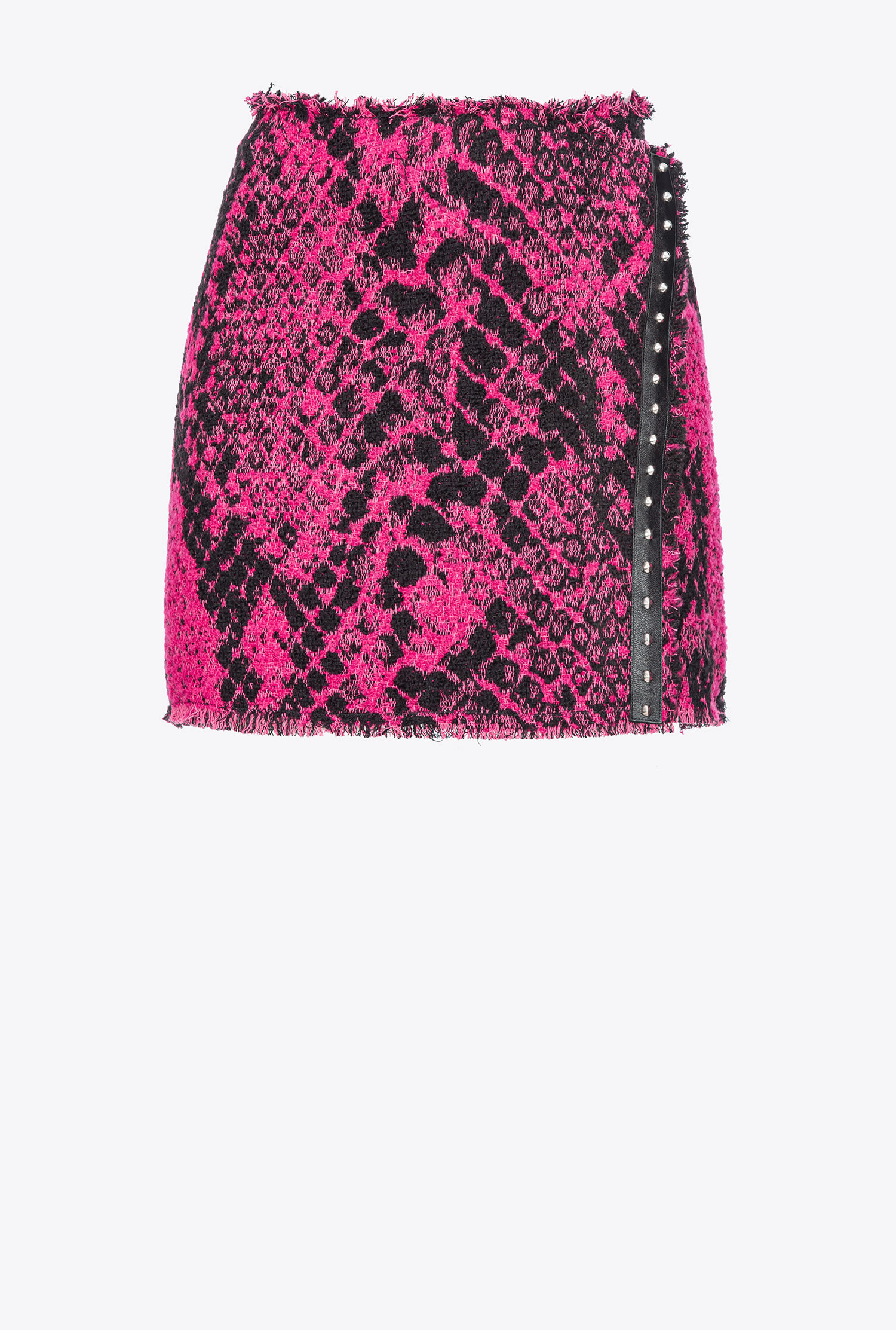 Pinko Jacquard Mini Skirt With Snake Motif In Fuchsia/black