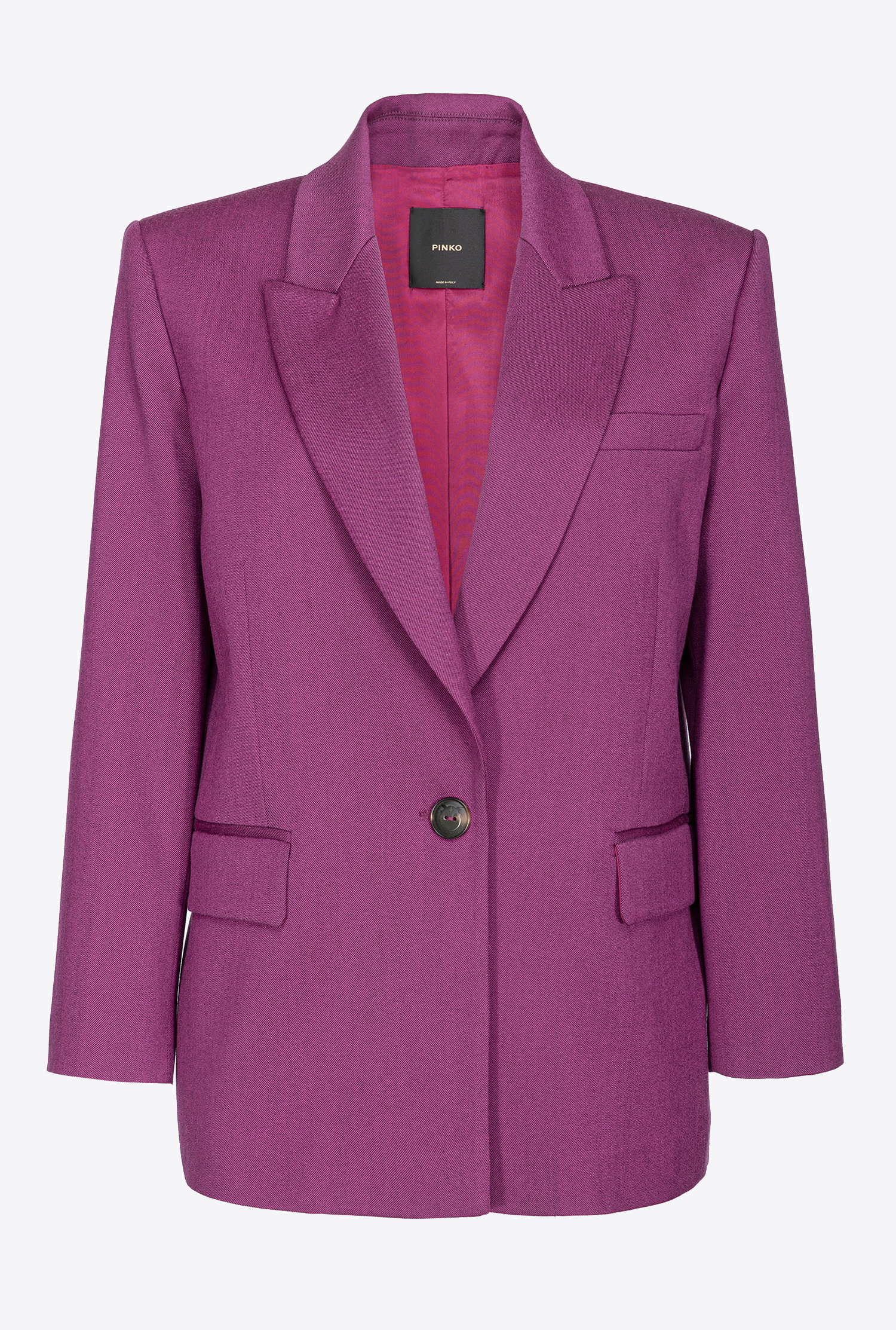 Single-breasted wool-blend flannel blazer - Dark purple