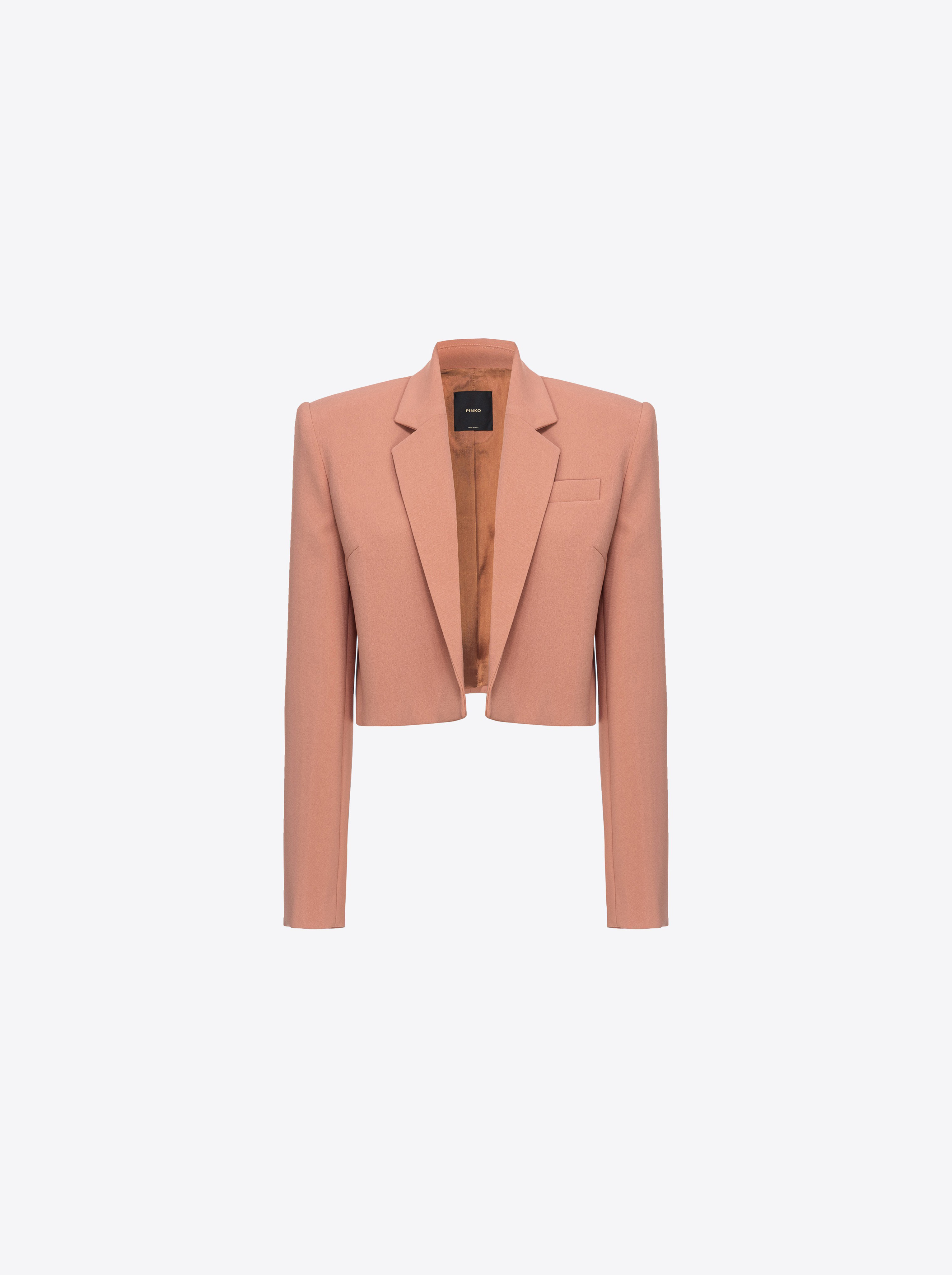 Pinko Stretch Crepe Spencer Jacket In Blush Marron-rouge