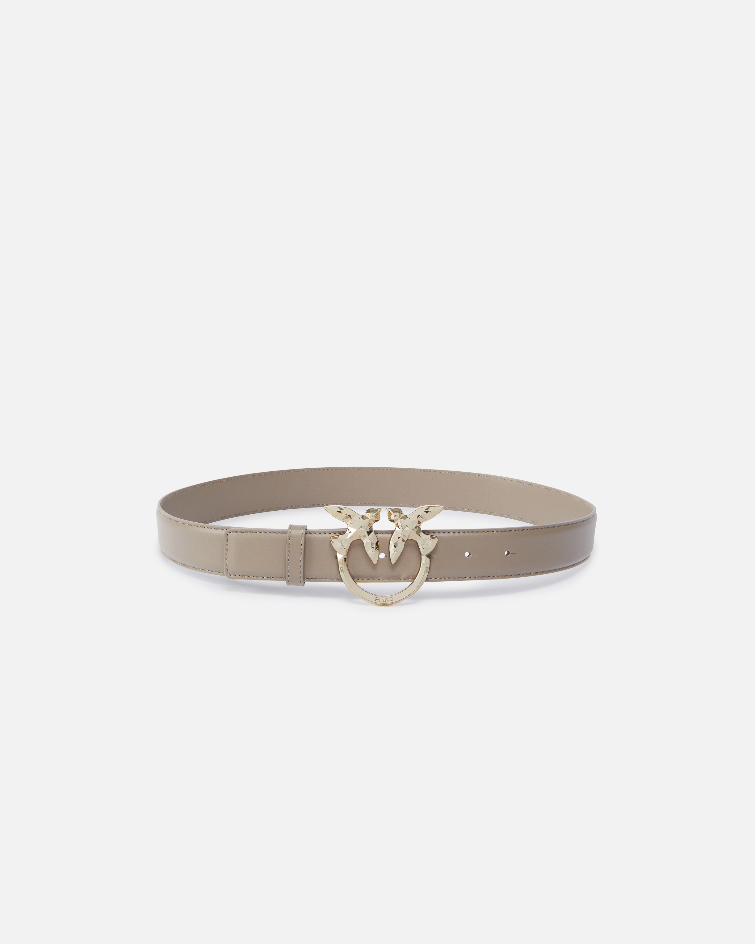 Pinko, PINKO Galleria 3-cm leather belt with birds buckle, Lit ash-light gold, M