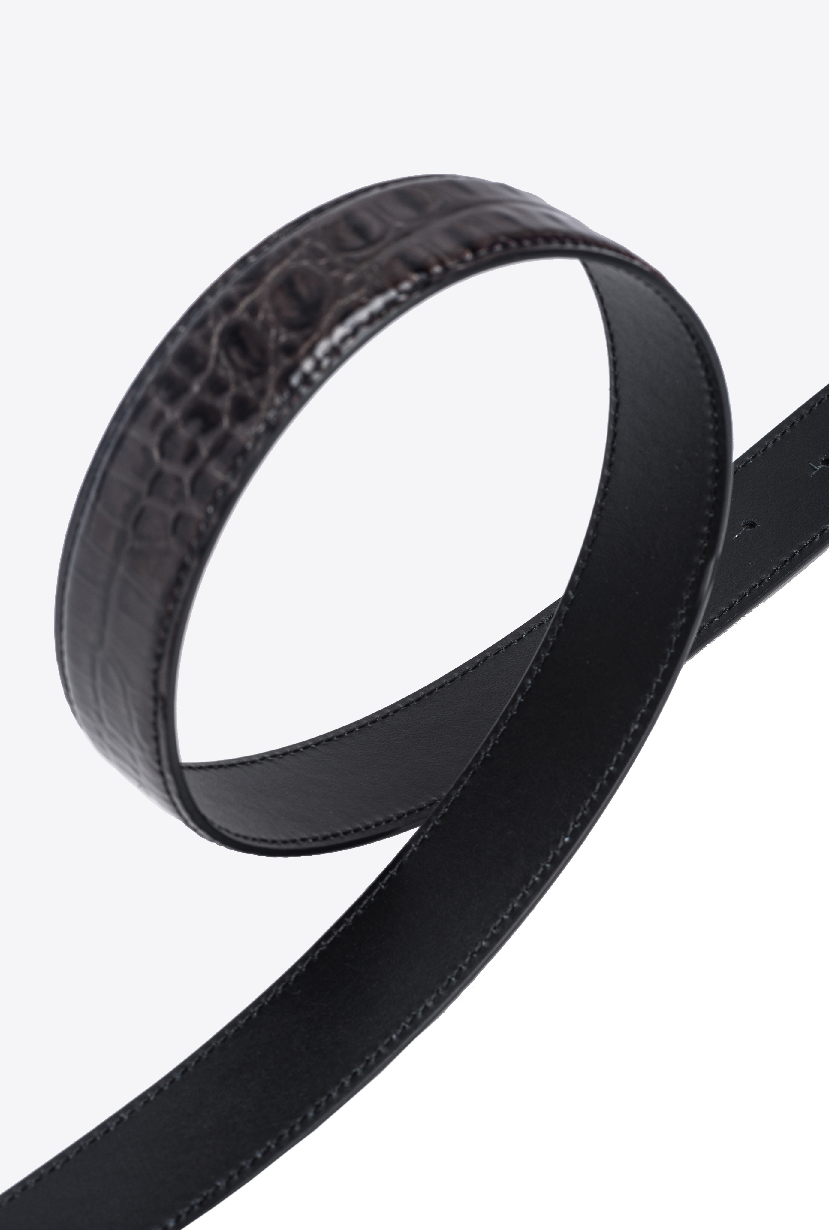 Pinko Galleria 3cm Croc-print Belt With Love Birds Buckle In Black-light Gold
