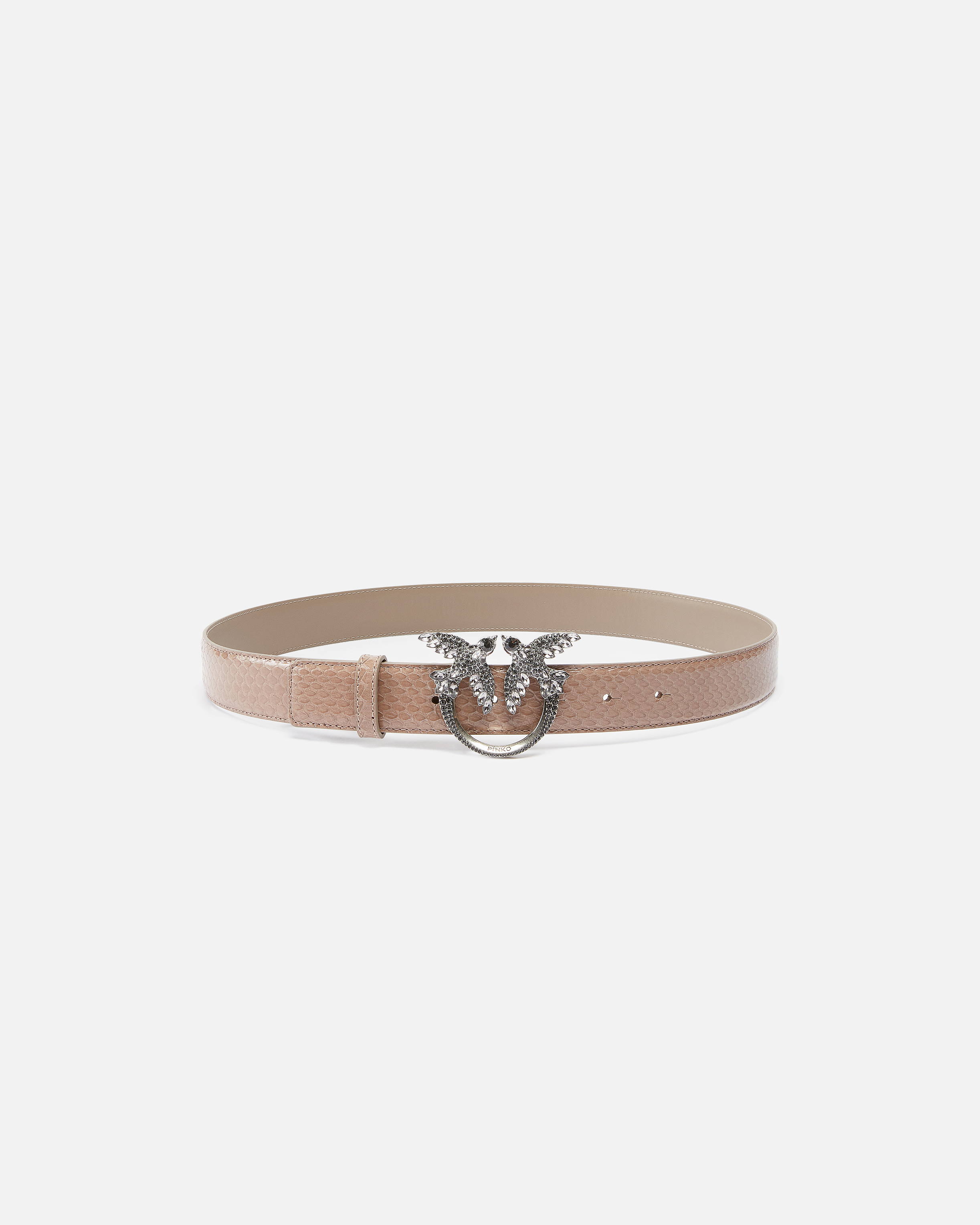 Pinko 3cm Glossy Python Leather Belt  Galleria. In Cendre Vive-vieil Argent