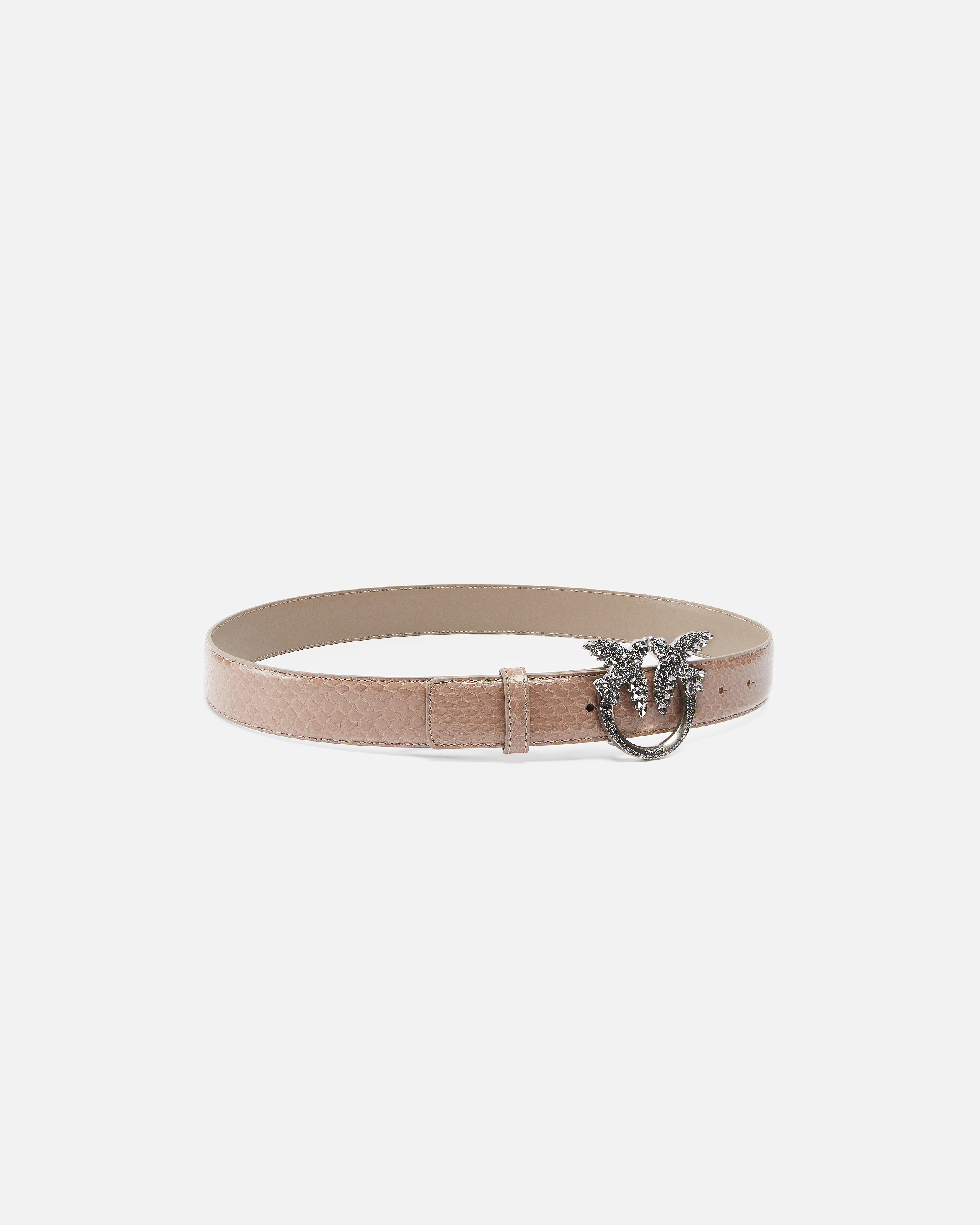 Pinko 3cm Glossy Python Leather Belt  Galleria. In Cendre Vive-vieil Argent
