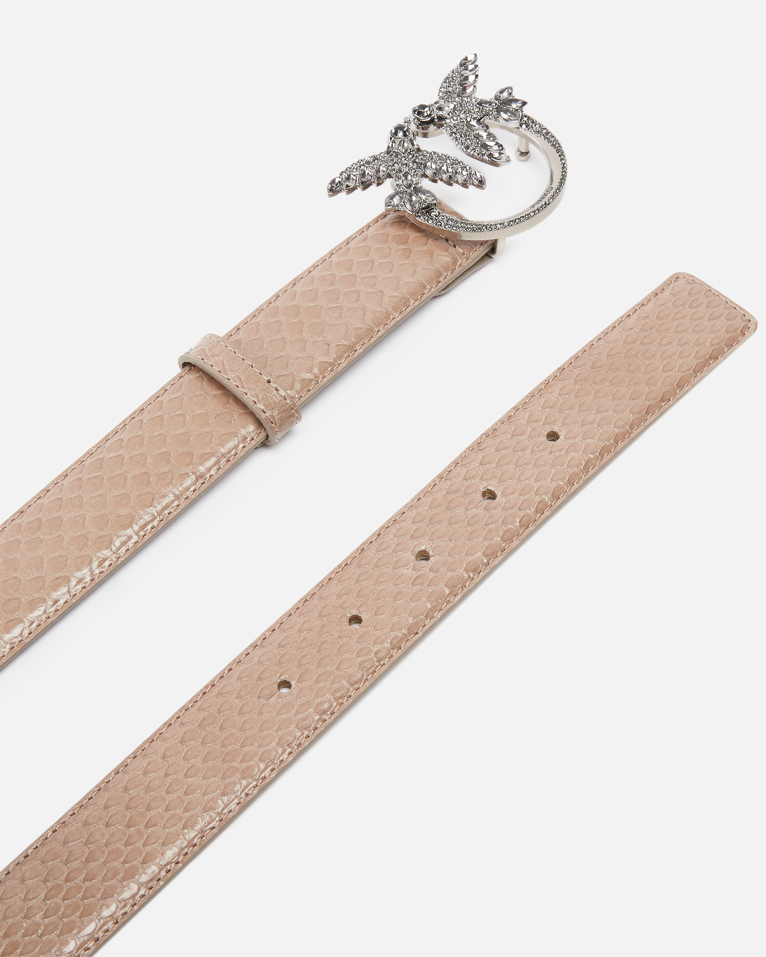 Pinko 3cm Glossy Python Leather Belt  Galleria. In Cendre Vive-vieil Argent