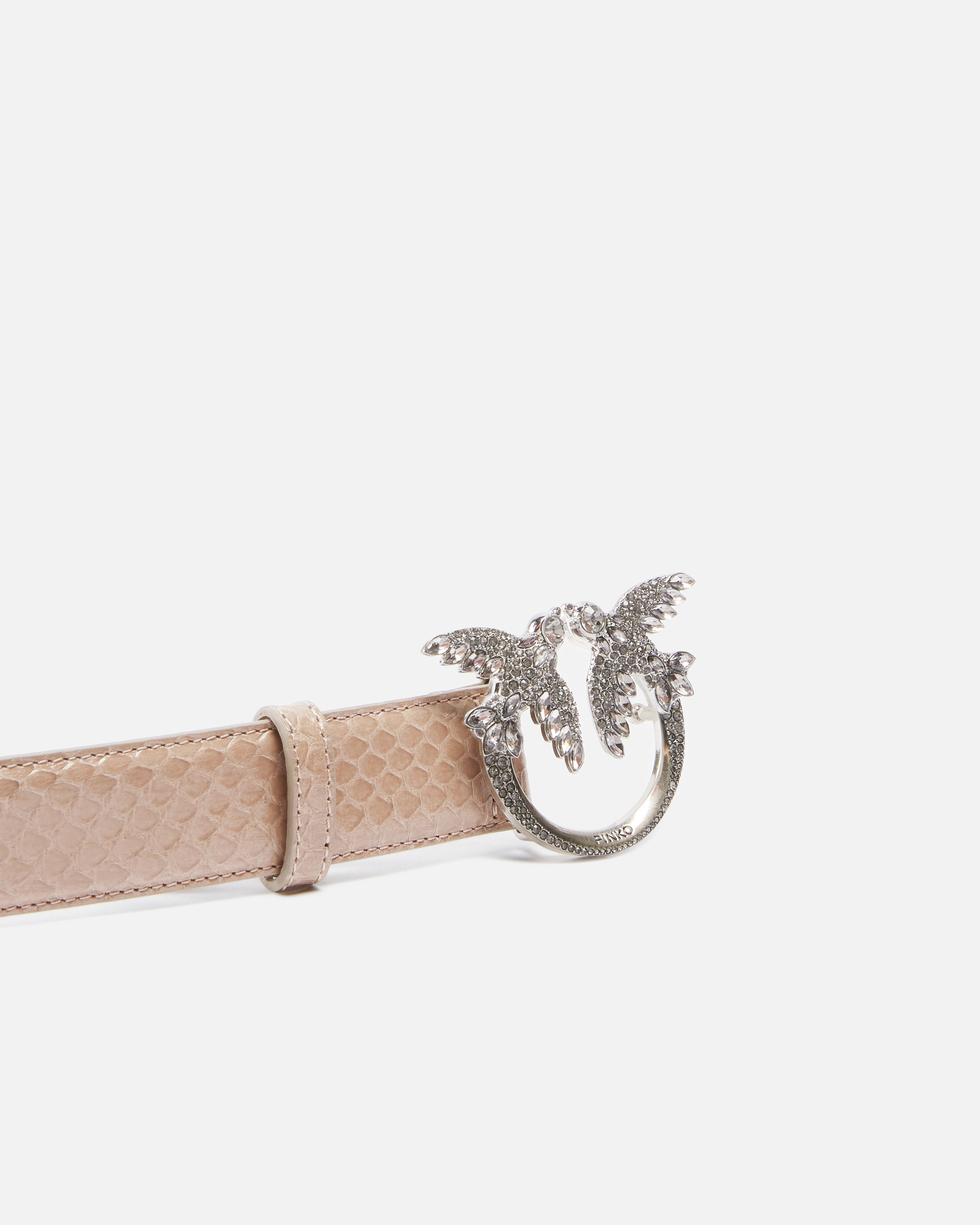 Pinko 3cm Glossy Python Leather Belt  Galleria. In Cendre Vive-vieil Argent