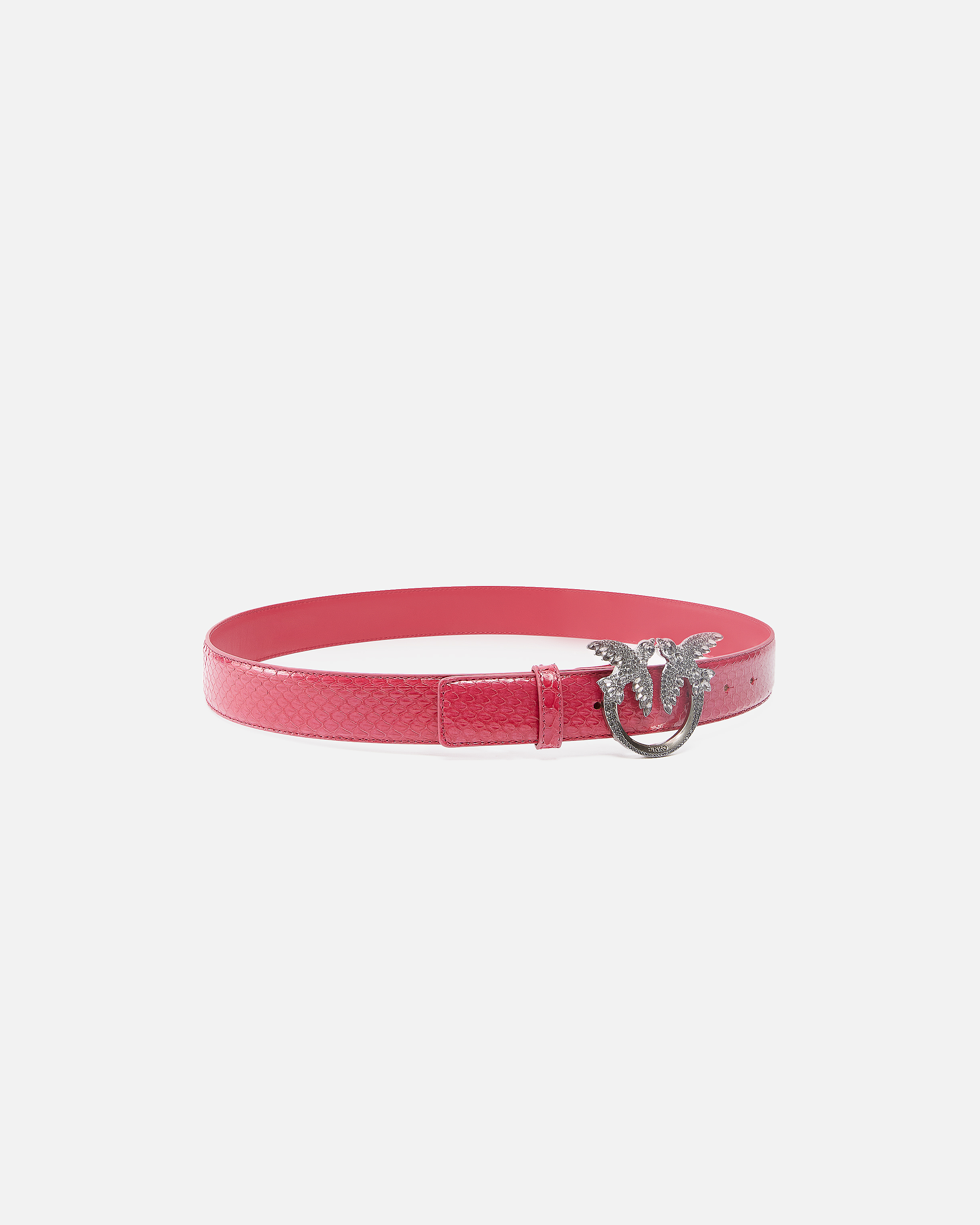Pinko Galleria 3-cm Belt In Glossy Python Skin In Pink