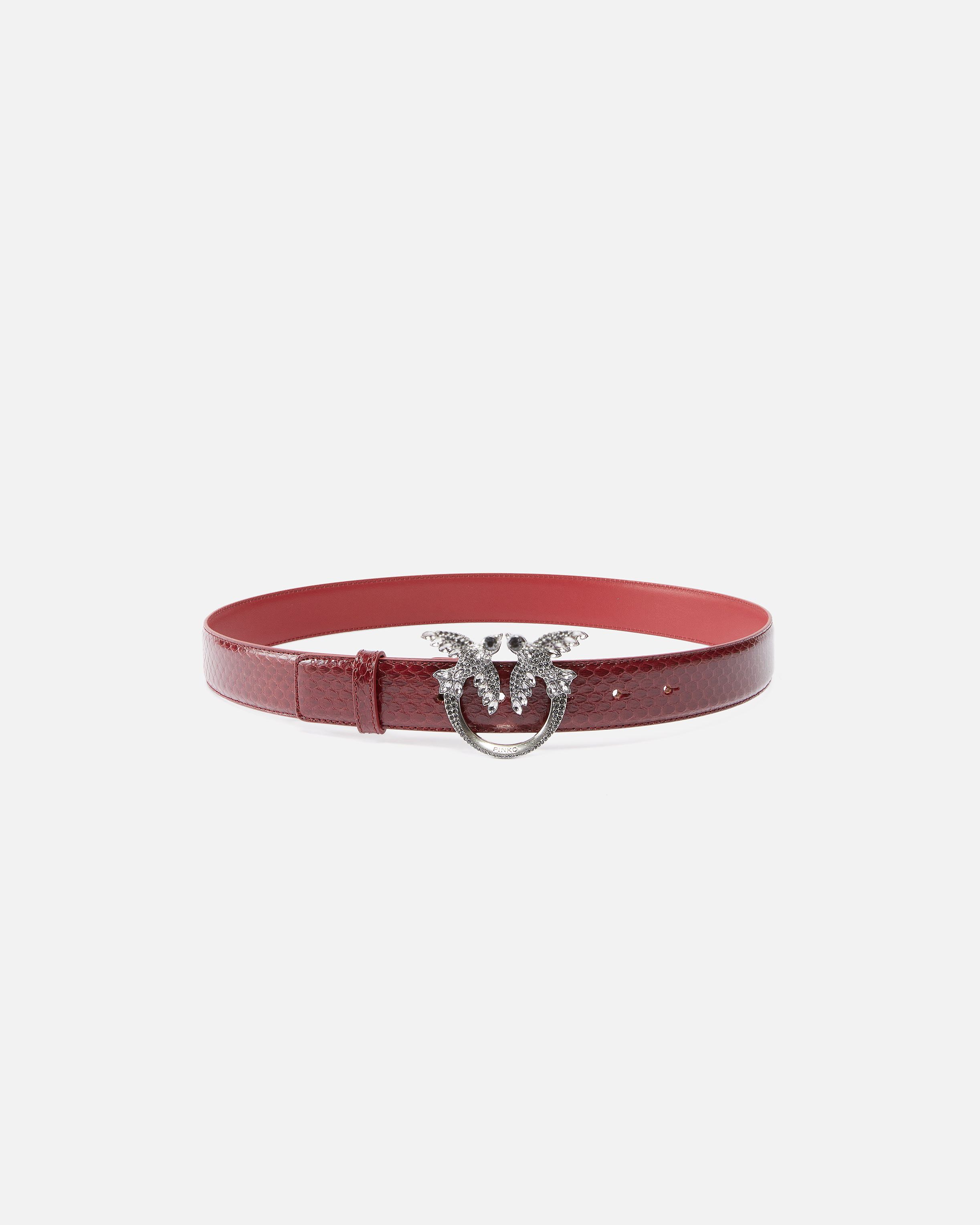 Pinko 3cm Glossy Python Leather Belt  Galleria. In Cuir De Cordoue-vieil Argent