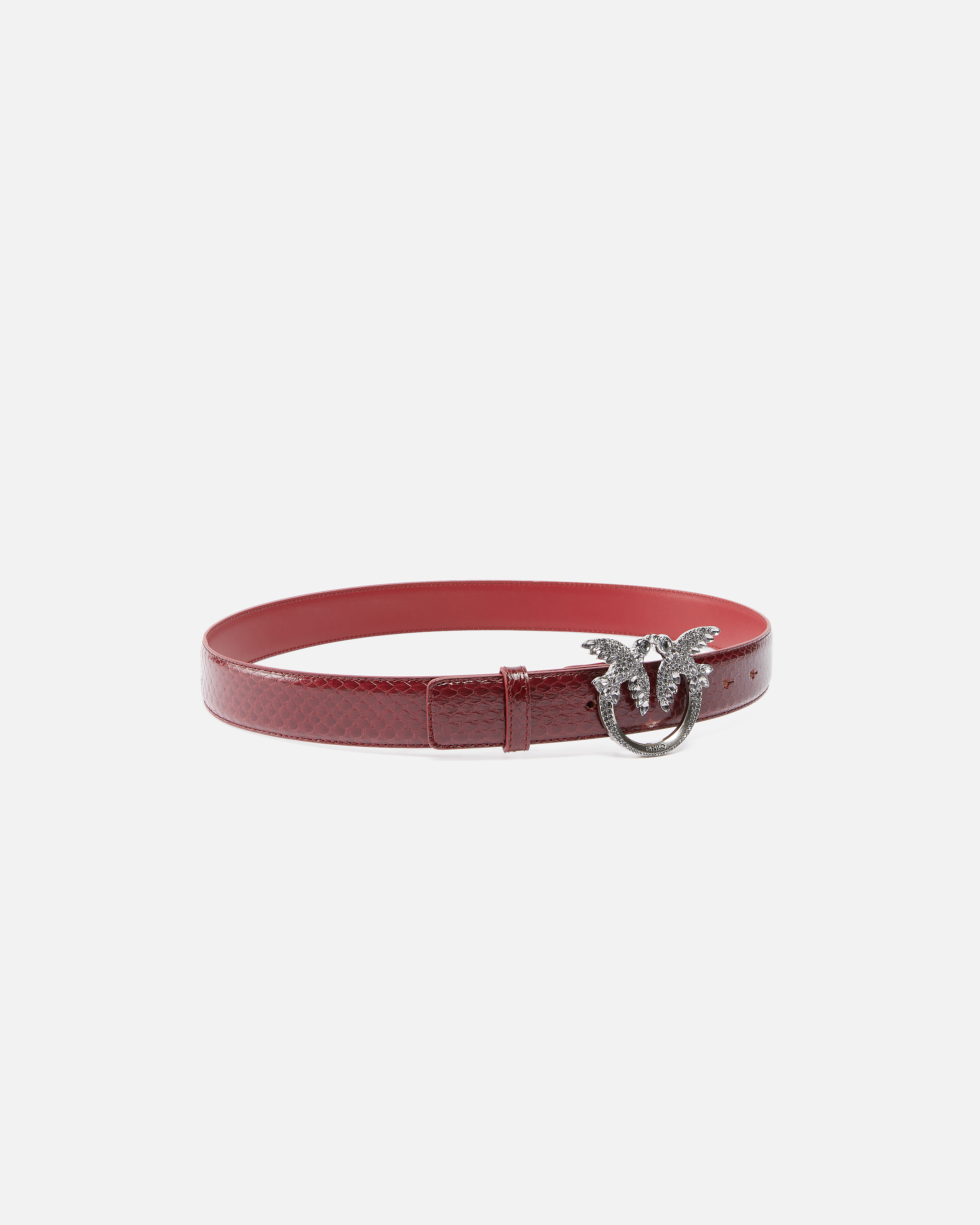 Pinko 3cm Glossy Python Leather Belt  Galleria. In Cuir De Cordoue-vieil Argent