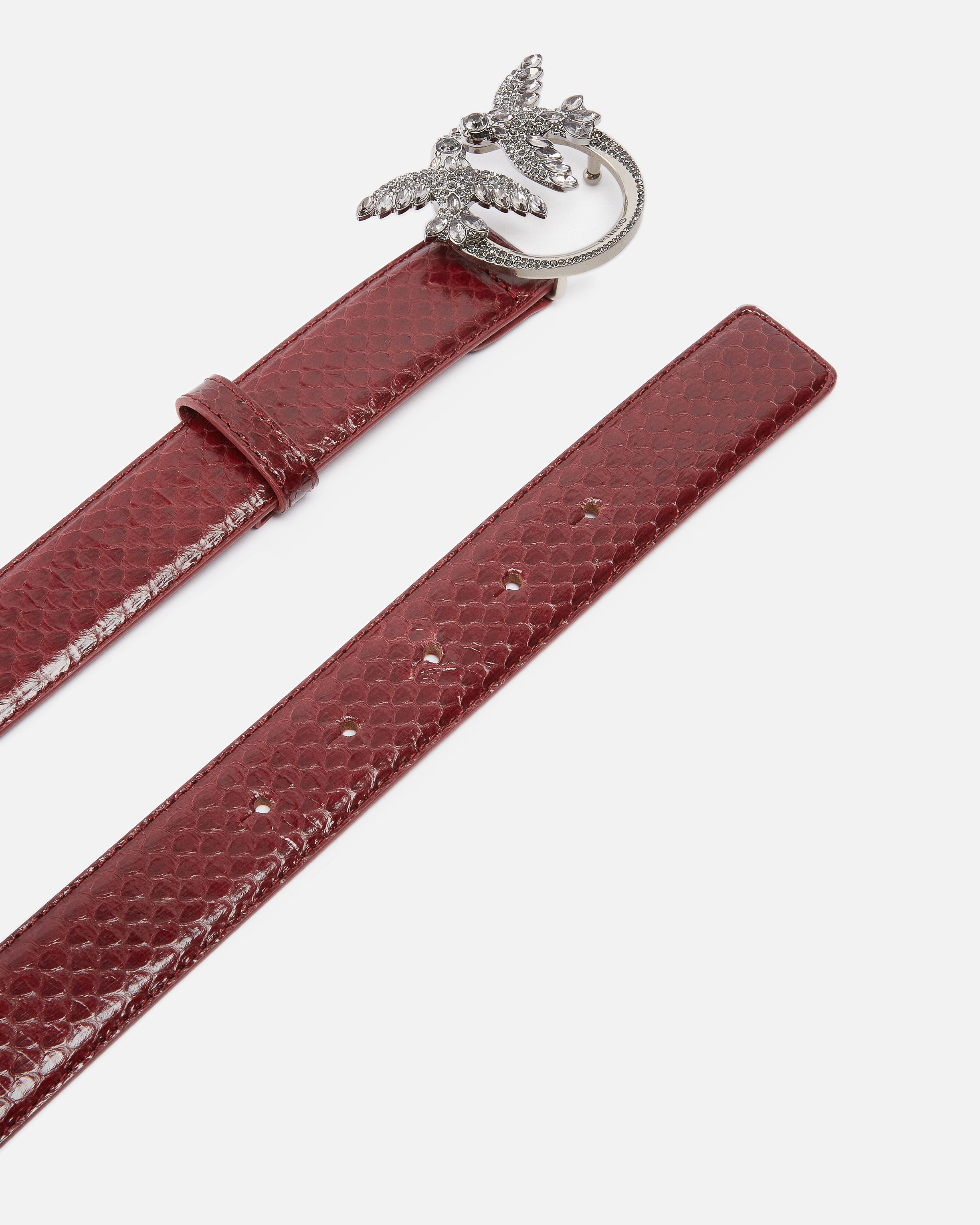 Pinko 3cm Glossy Python Leather Belt  Galleria. In Cuir De Cordoue-vieil Argent