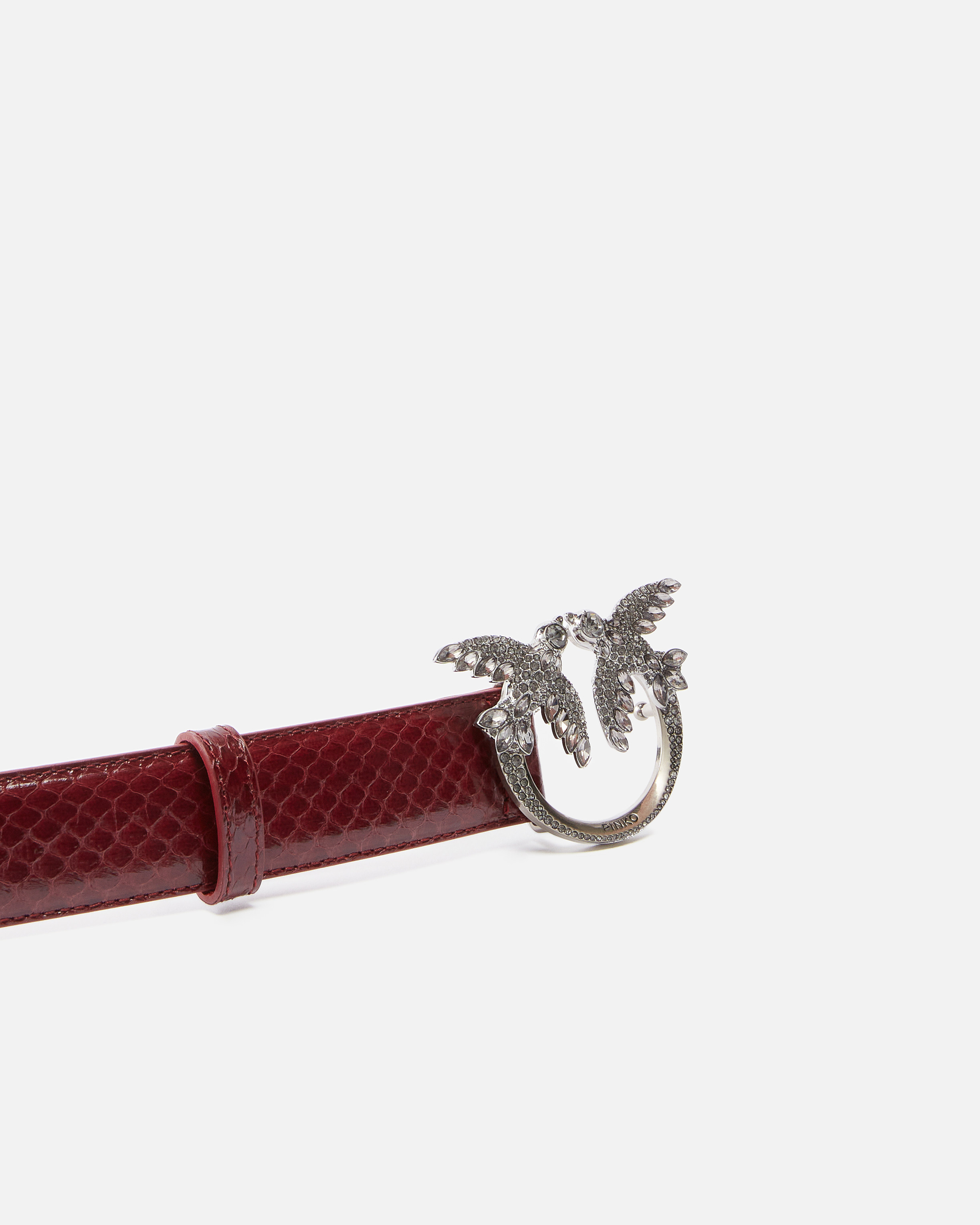 Pinko 3cm Glossy Python Leather Belt  Galleria. In Cuir De Cordoue-vieil Argent