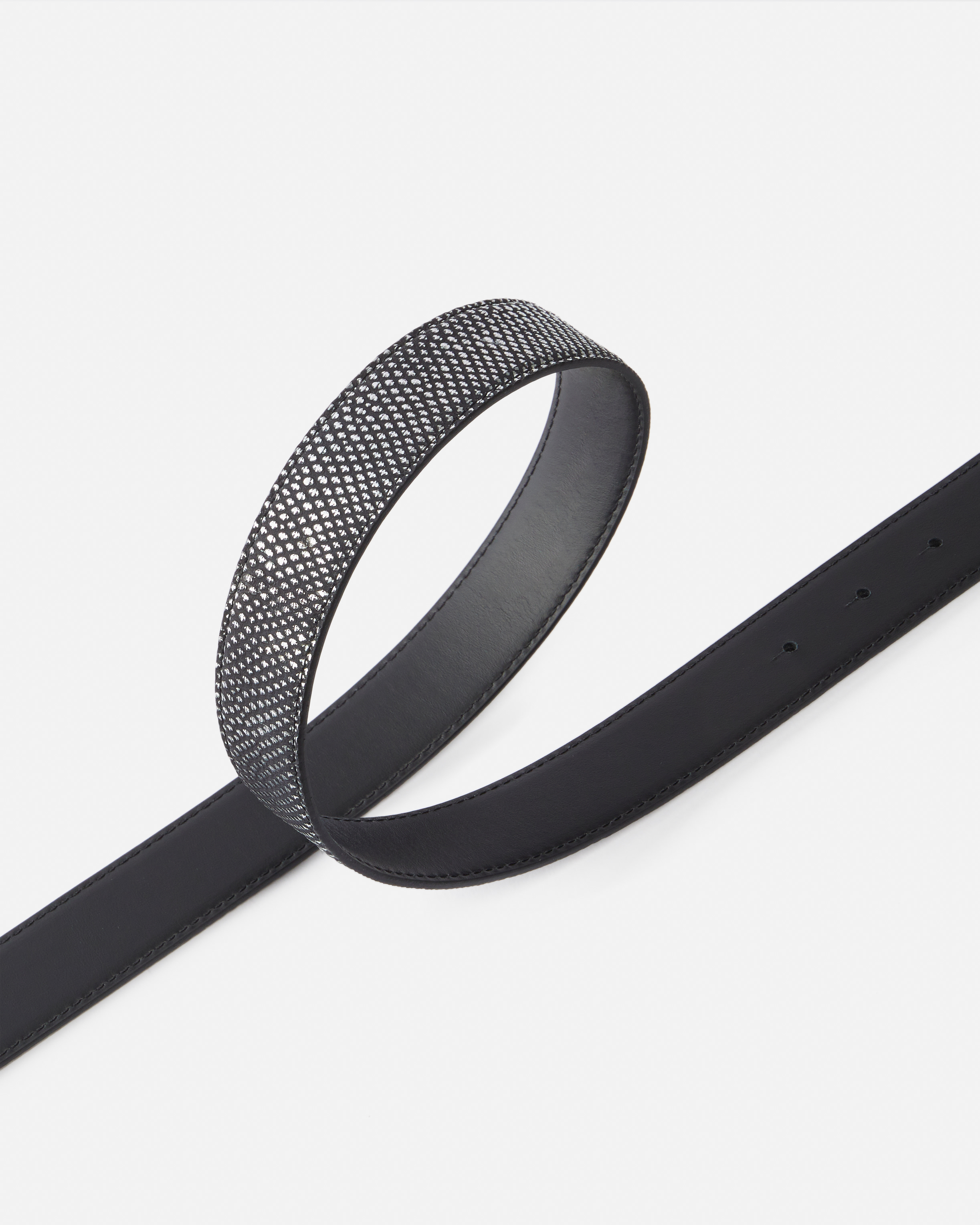 Pinko 3cm Laminated Python Belt With Rhinestone Buckle  Galleria. In Black-old Silver