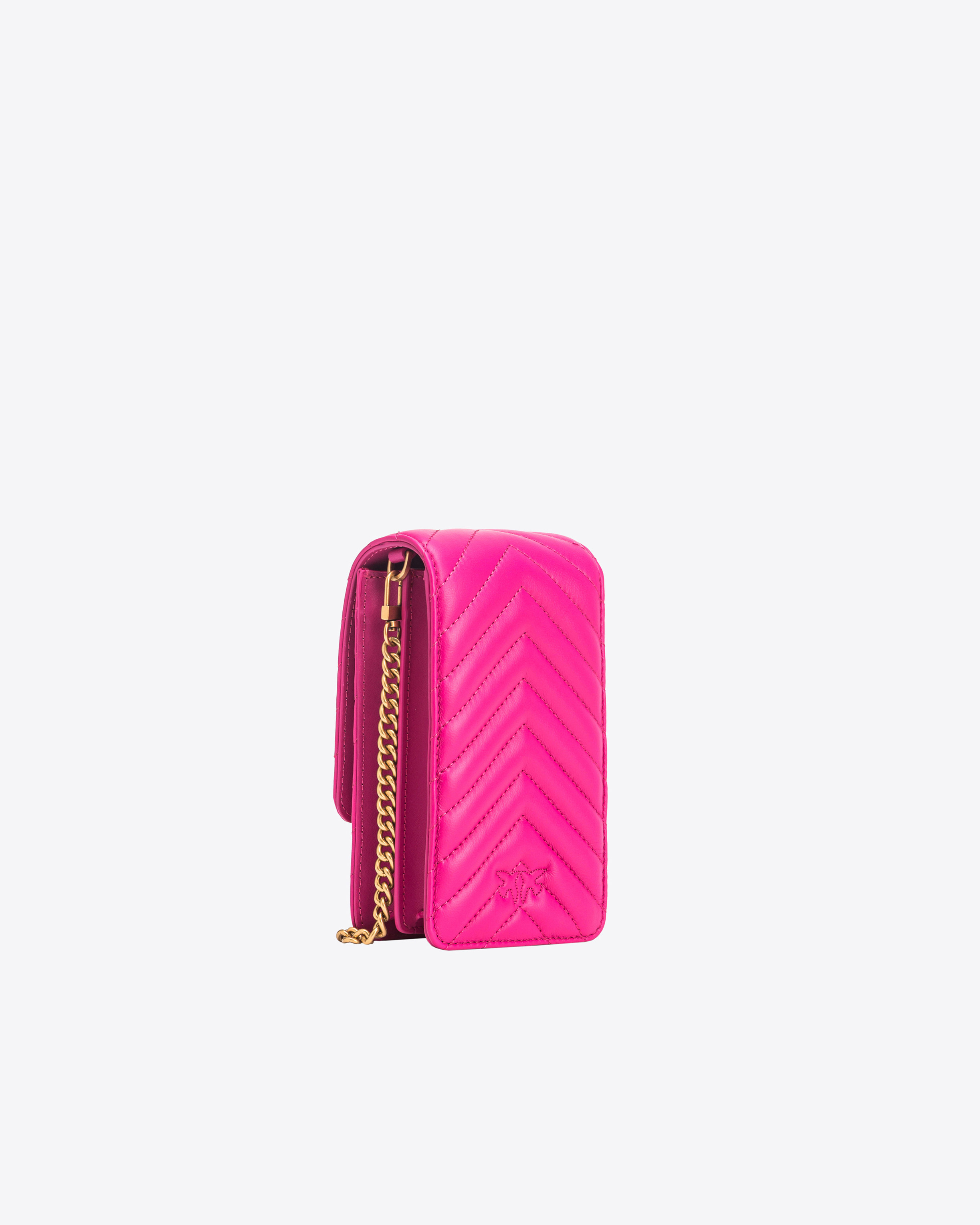 Shop Pinko Chevron Nappa Leather Smartphone Case In  Pink-antique Gold