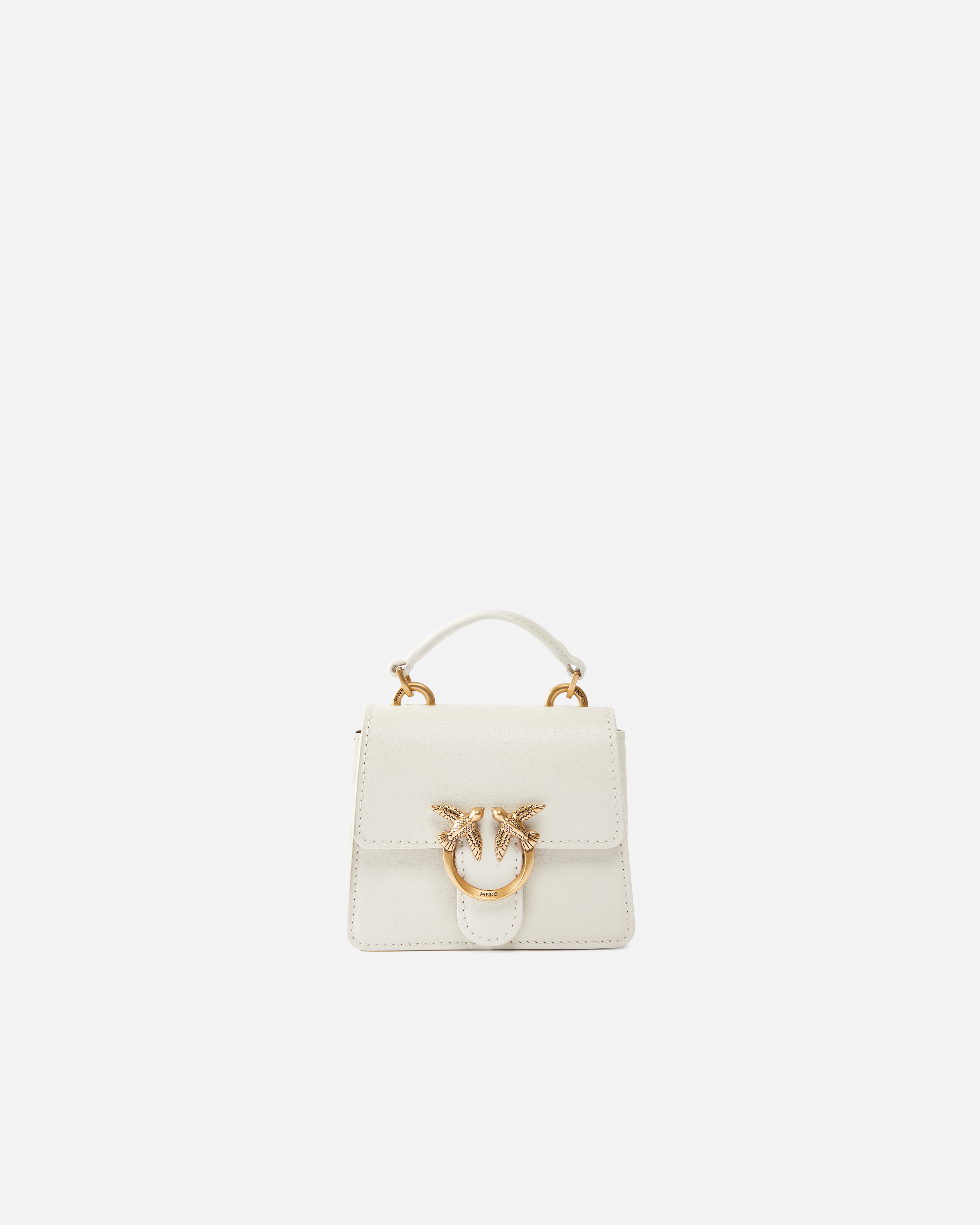 Pinko, Micro Love Bag One Light à anse supérieure, Blanc+blanc-or antique, U