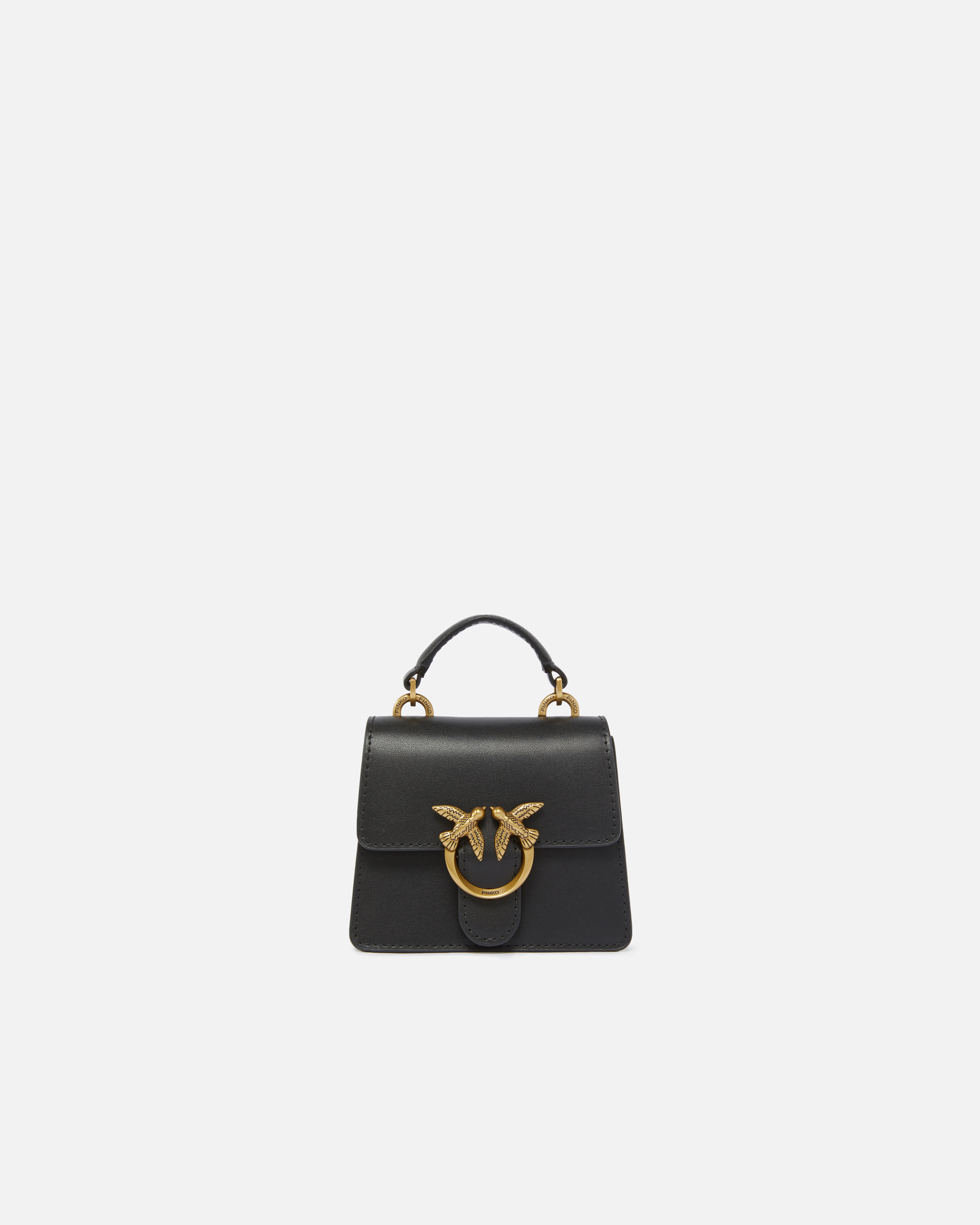 Shop Pinko Micro Love Bag One Light À Anse Supérieure In Black-antique Gold