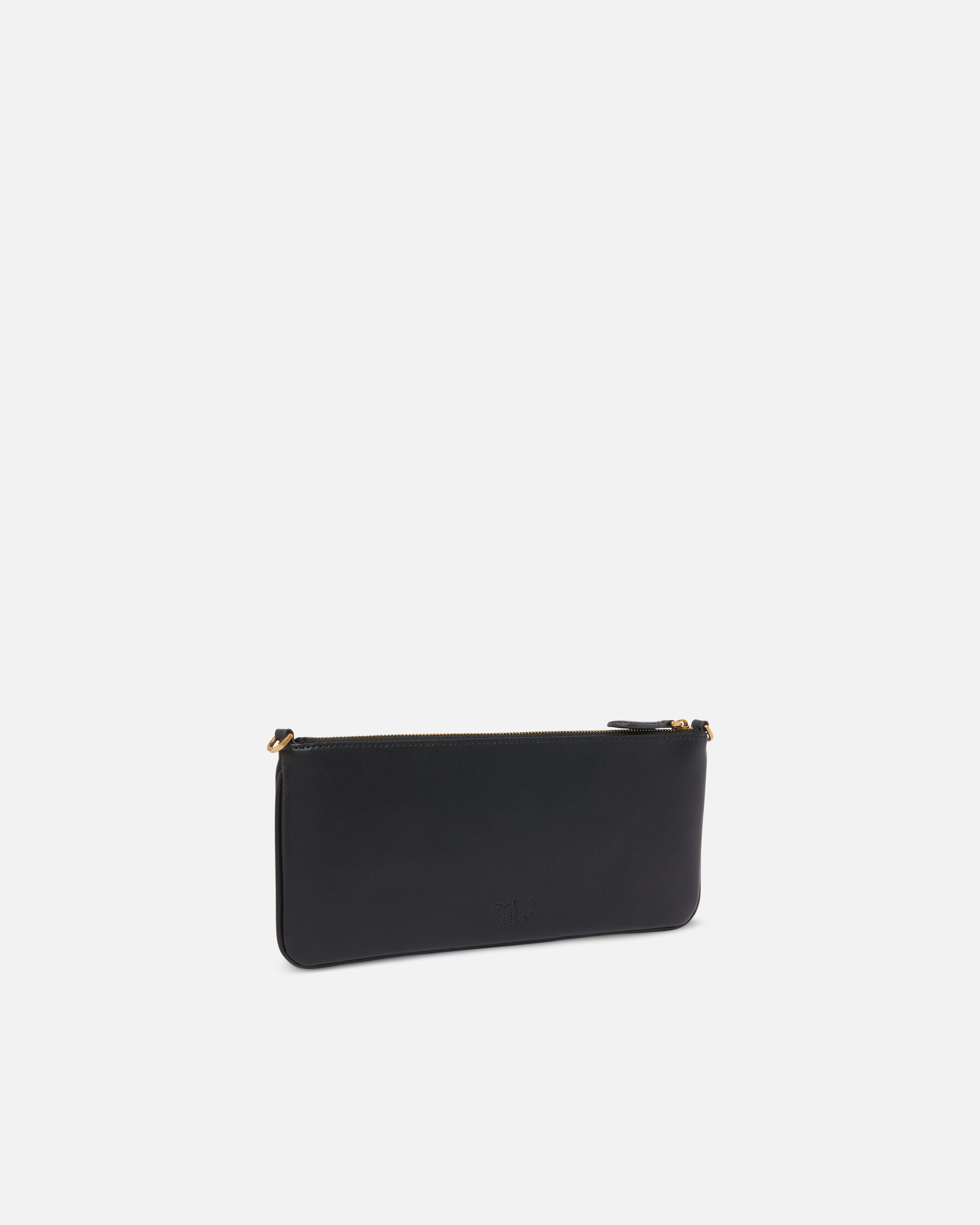 Shop Pinko Horizontal Flat Bag In Leather In Black-antique Gold