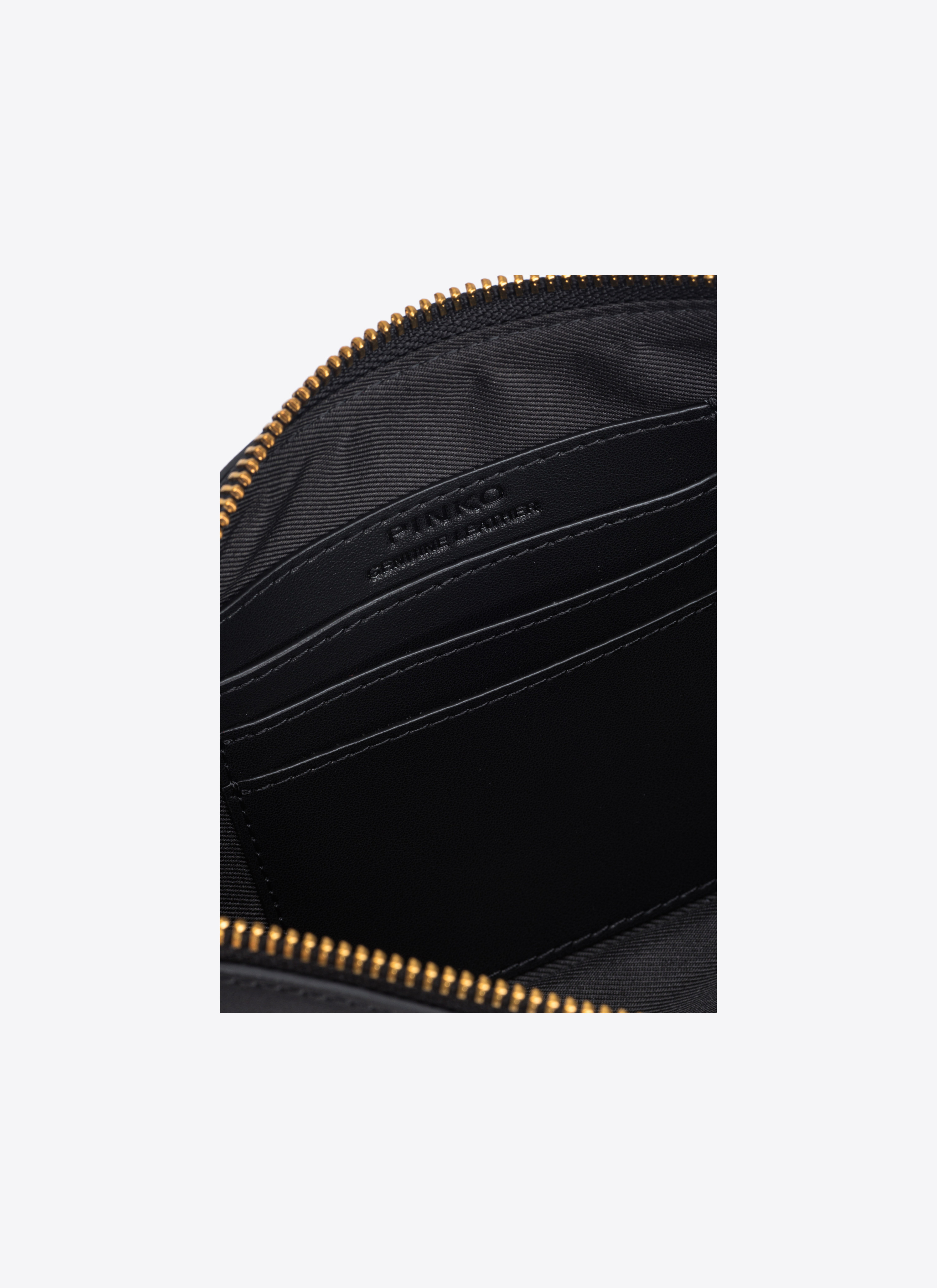 Shop Pinko Horizontal Flat Bag In Leather In Black-antique Gold