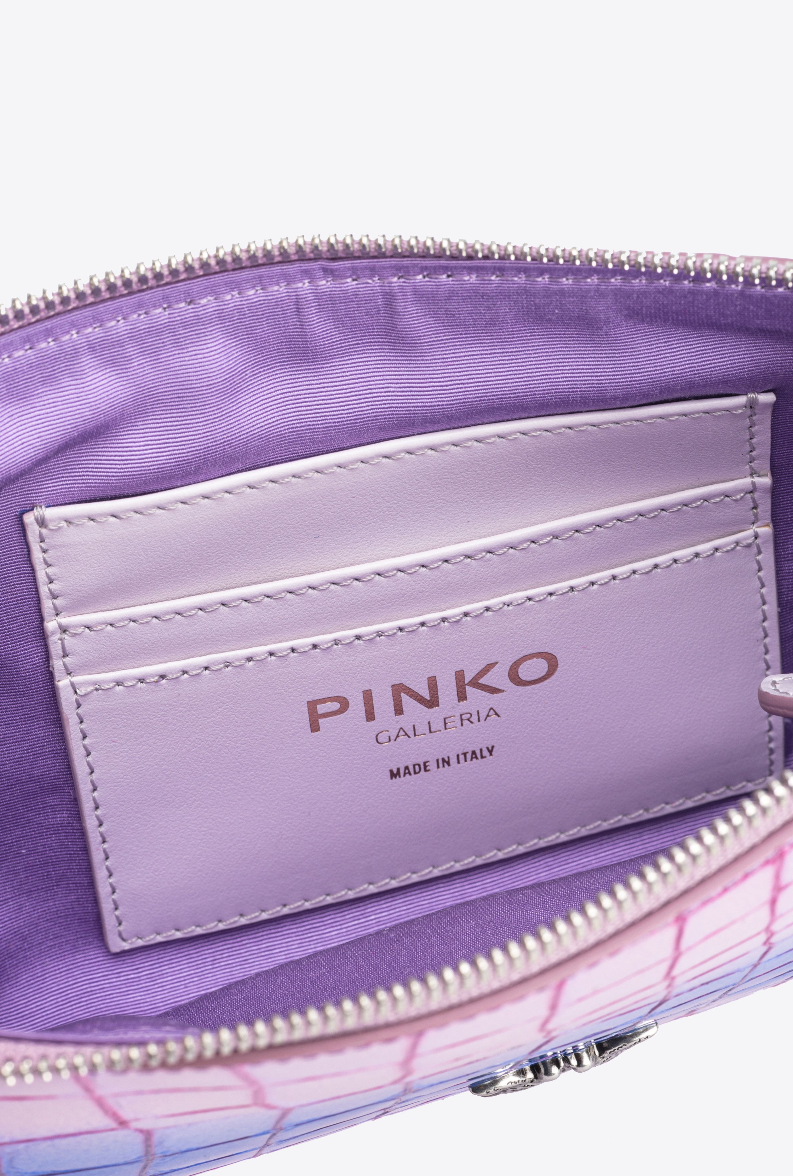 PINKO Galleria Horizontal 渐变亮泽鳄鱼纹扁平手袋 4