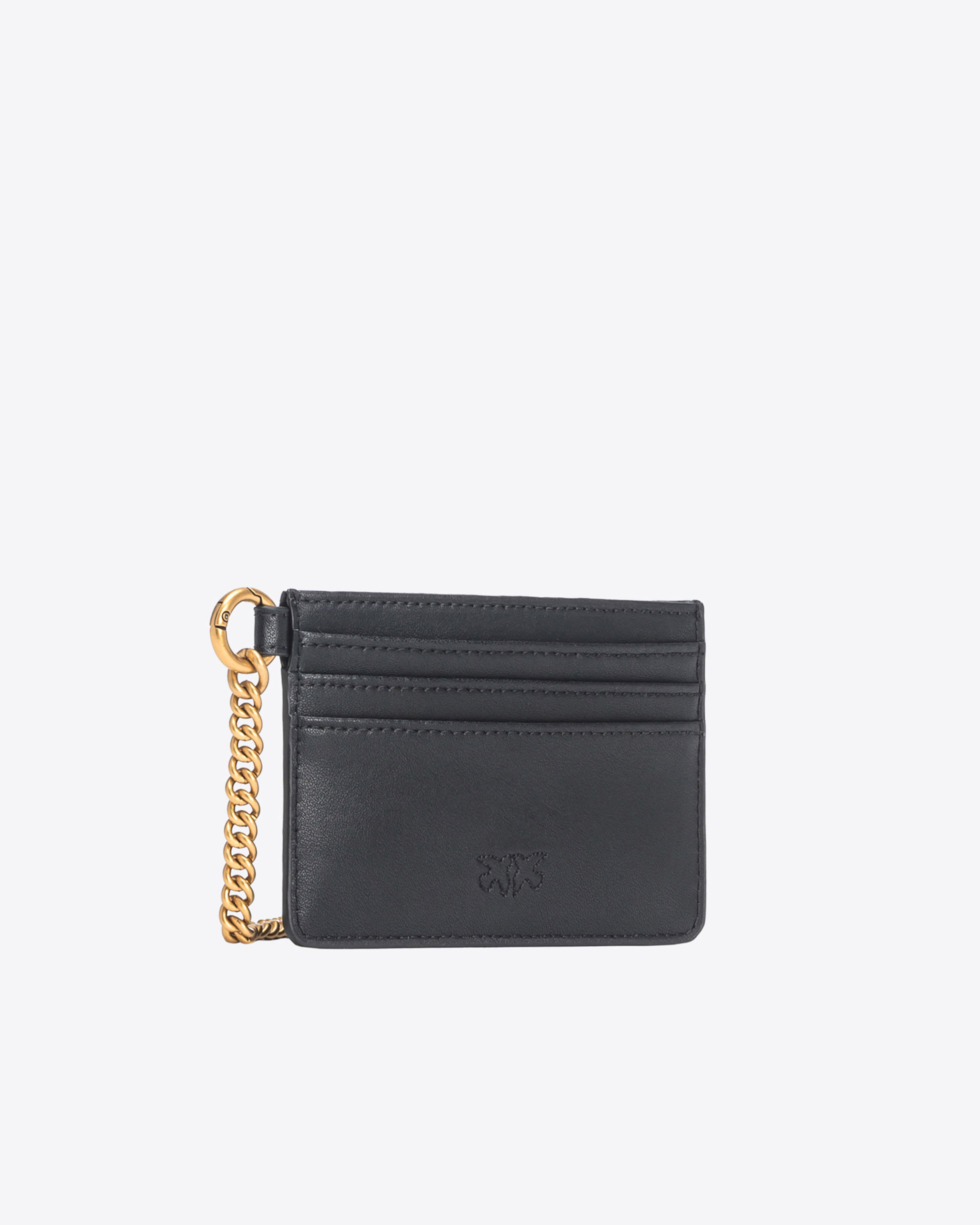Pinko Porta Carte In Pelle Con Catenella In Noir-vieil Or