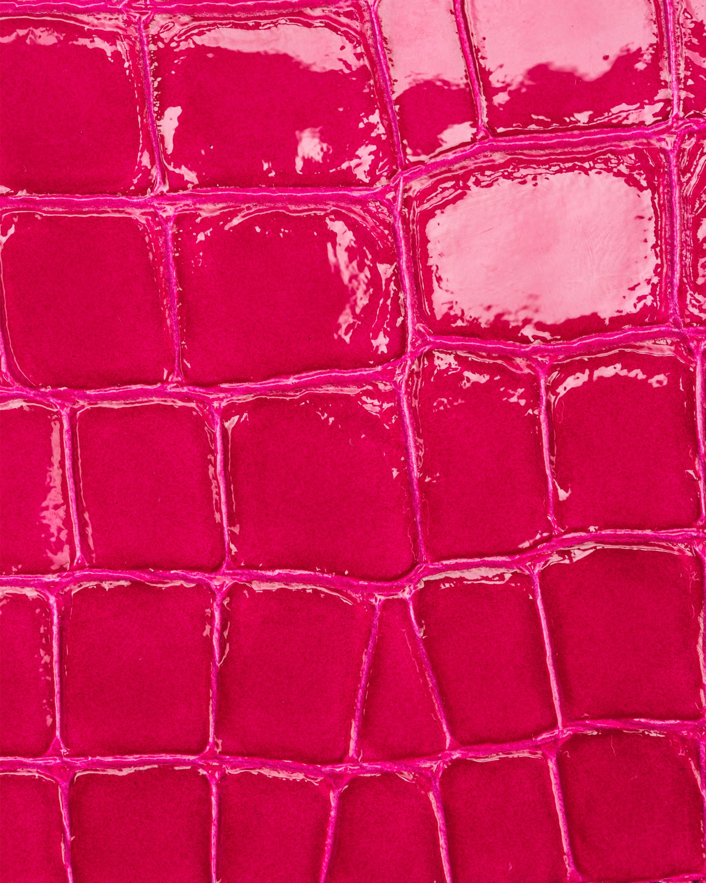 Pinko Galleria Card Holder In Shiny Coloured Croc-print Leather In  Pink-light Gold