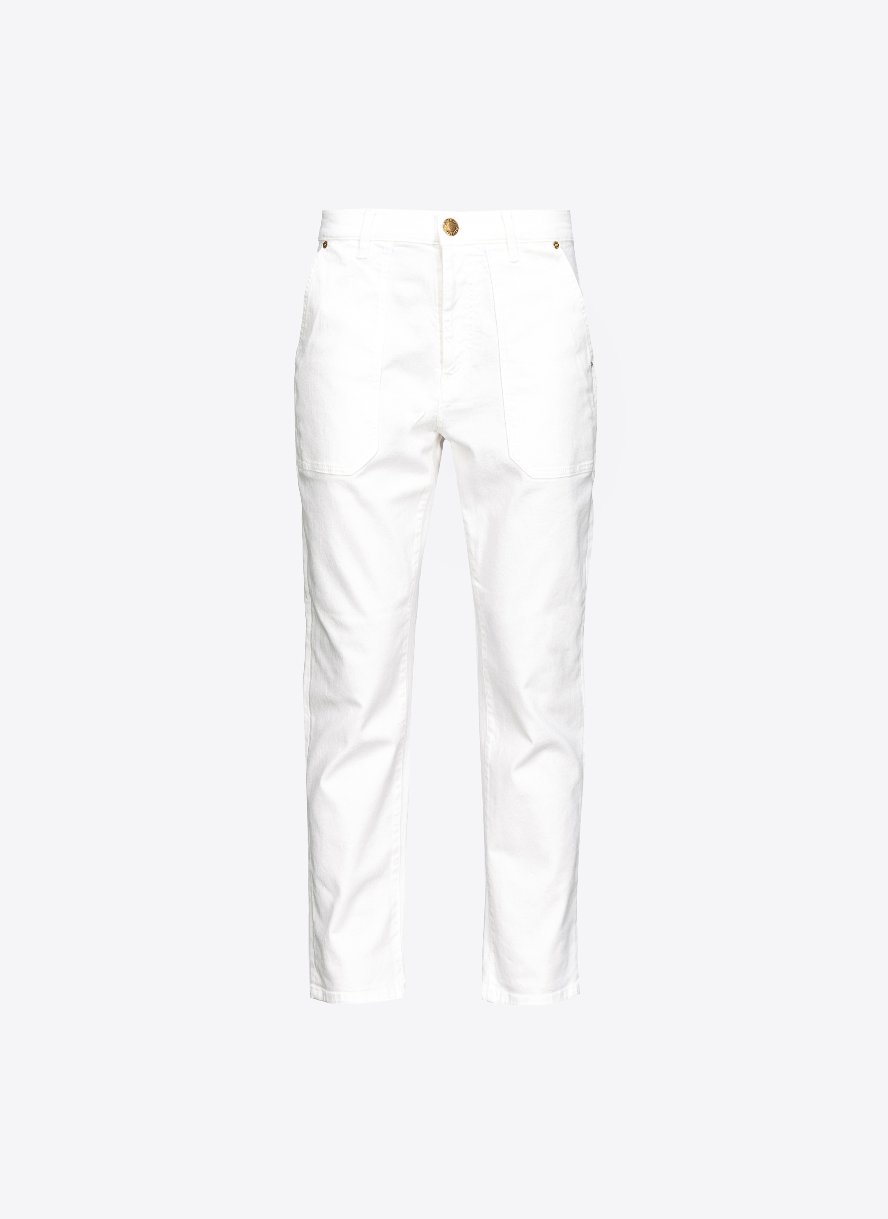 Shop Pinko Cotton Bull Chino-style Jeans In White + White