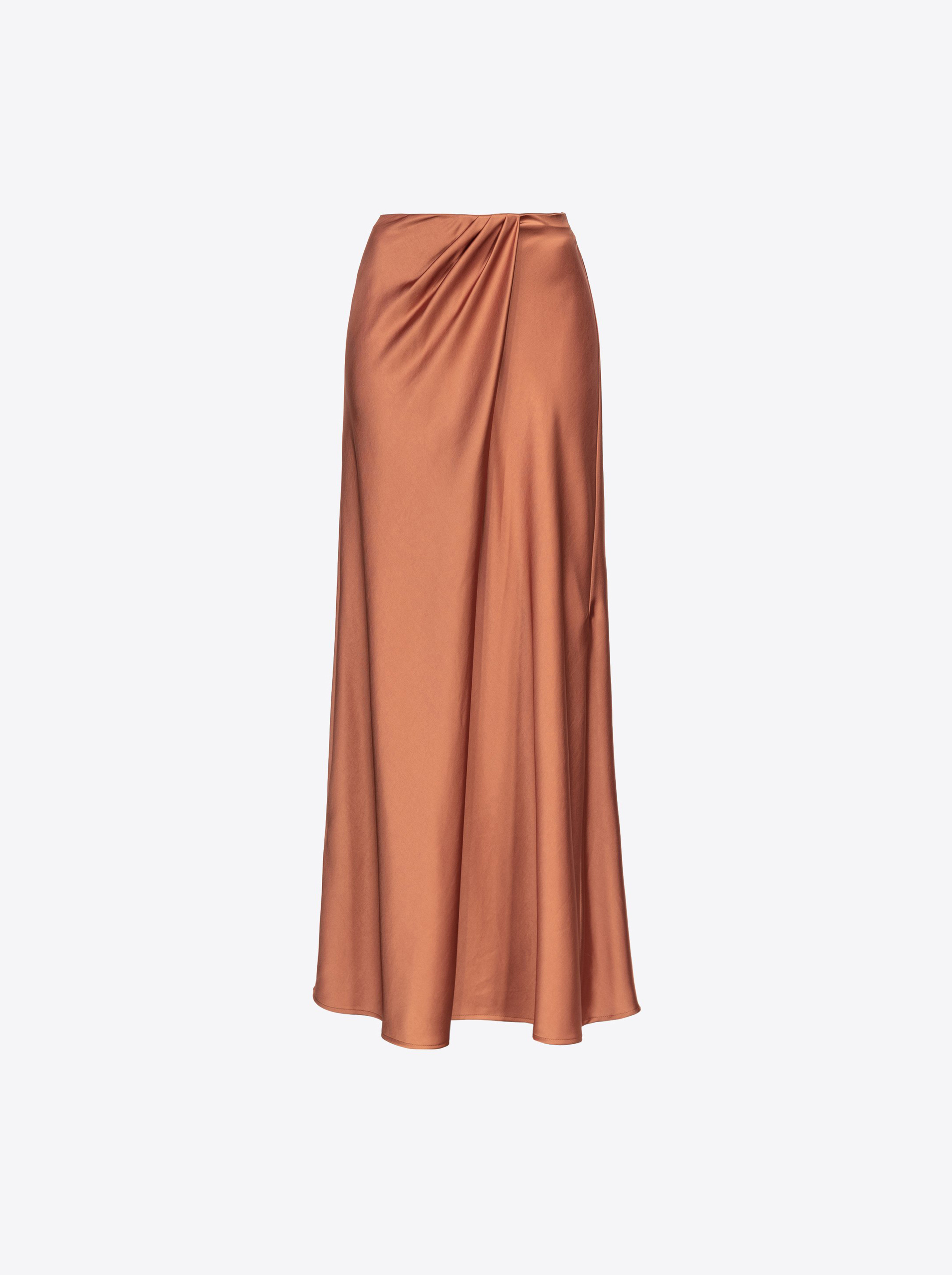 Shop Pinko Gonna Elegante In Raso Martellato In Terracotta Pink