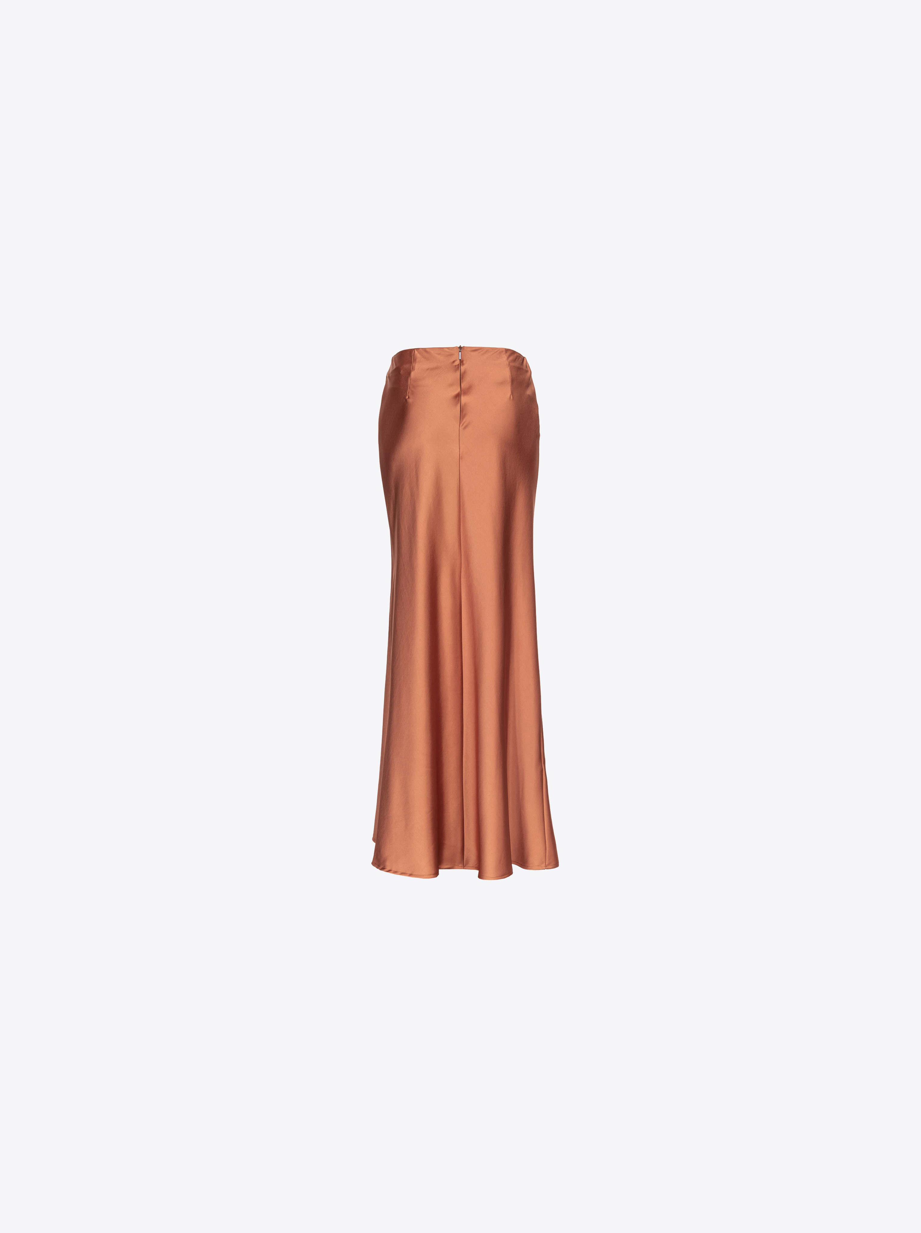 Shop Pinko Gonna Elegante In Raso Martellato In Terracotta Pink