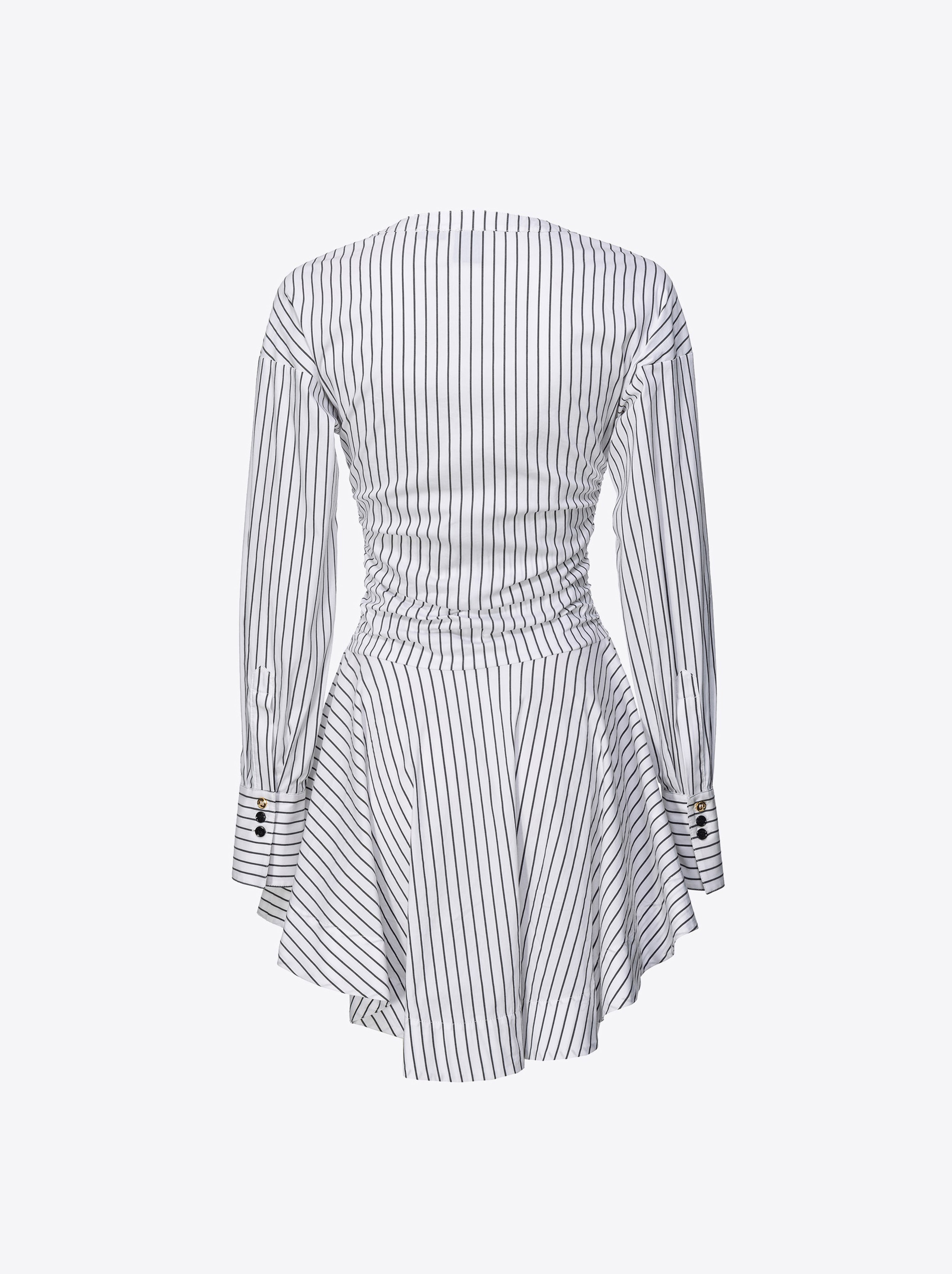 Shop Pinko Vertical-striped Shirt Dress In Blanc/noir