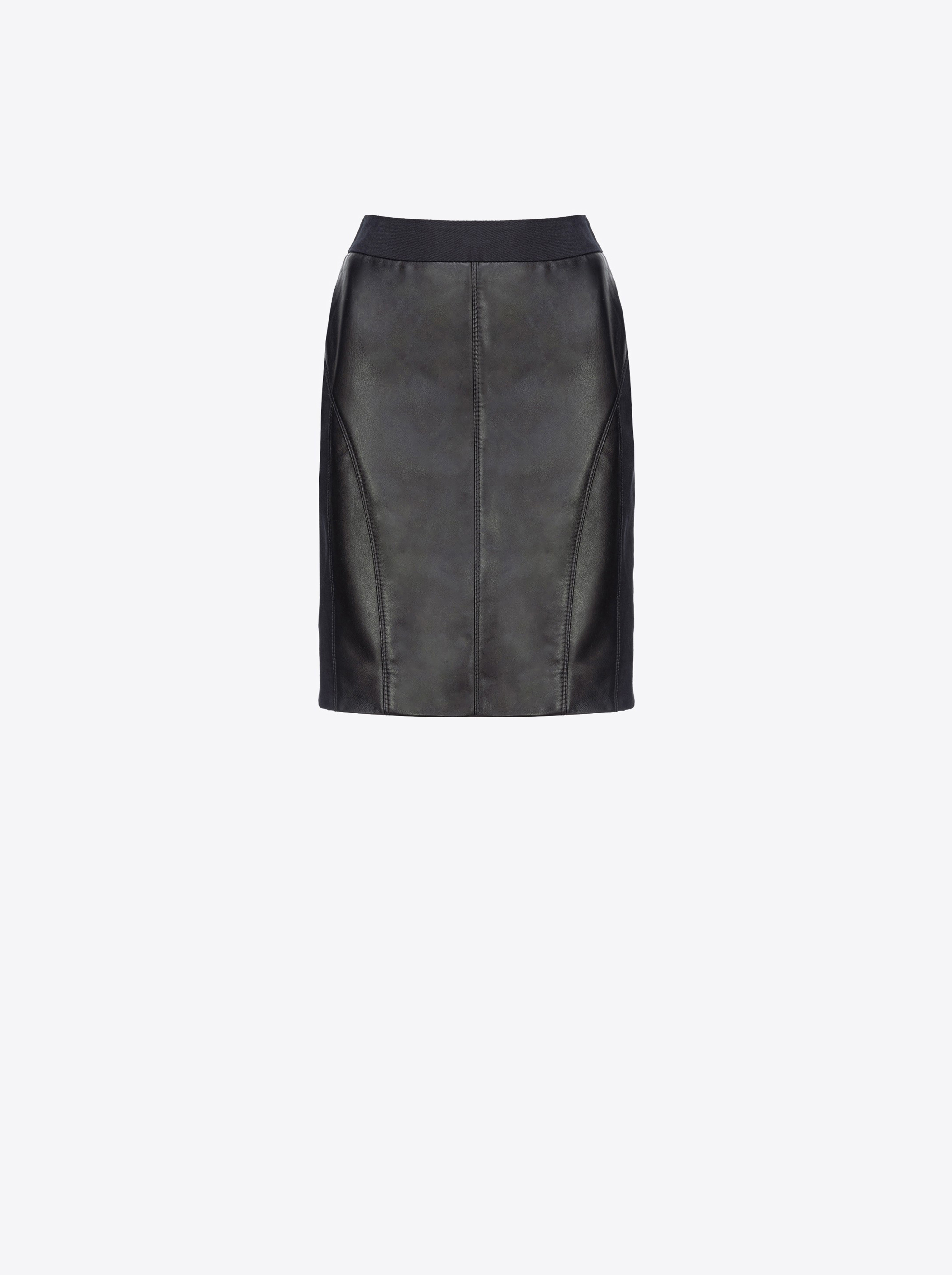 Pinko Zip-fastening Leather Skirt In Limo Black