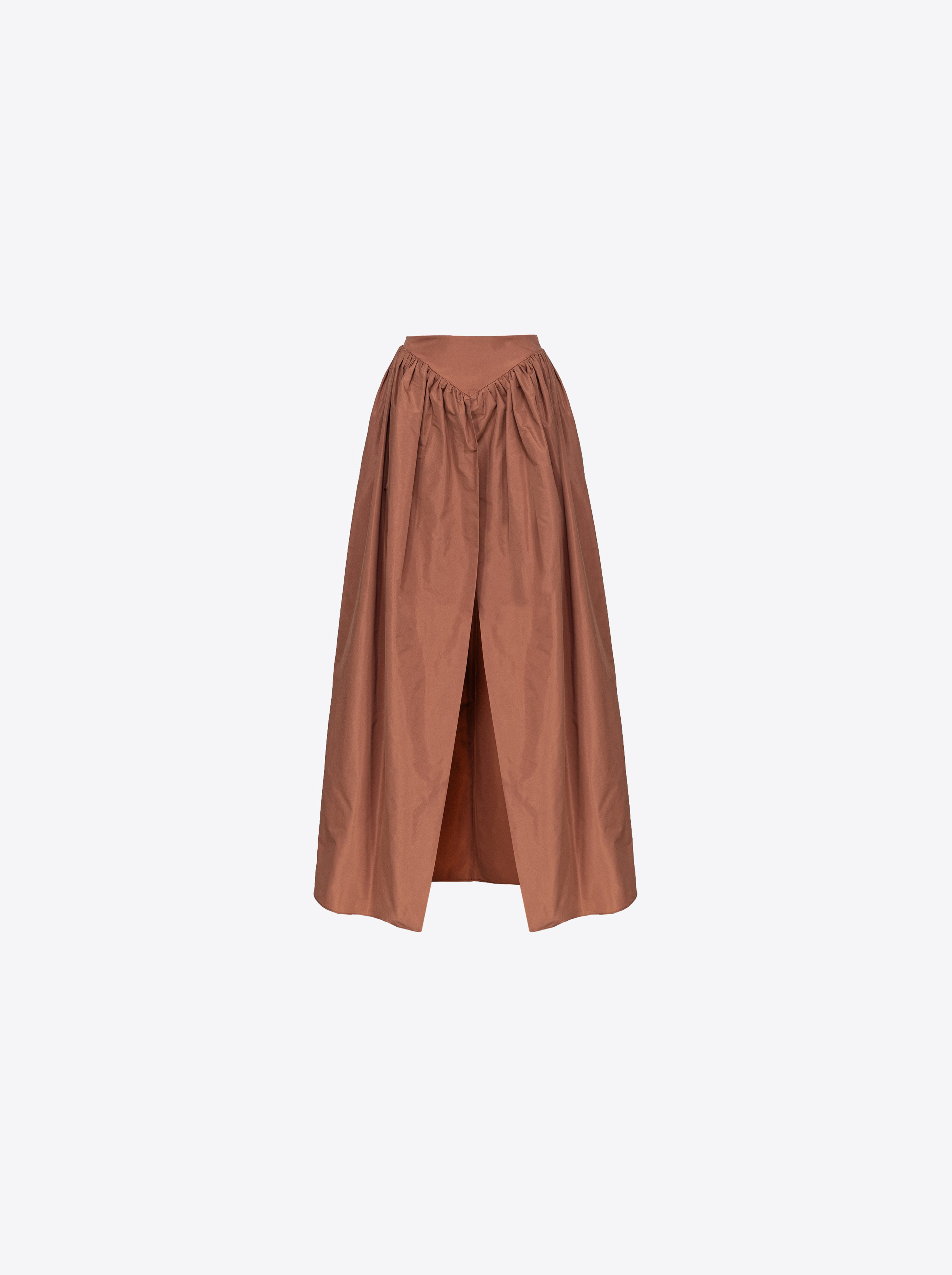 Shop Pinko Taffeta Maxi Skirt With Slit In Blush Marron-rouge