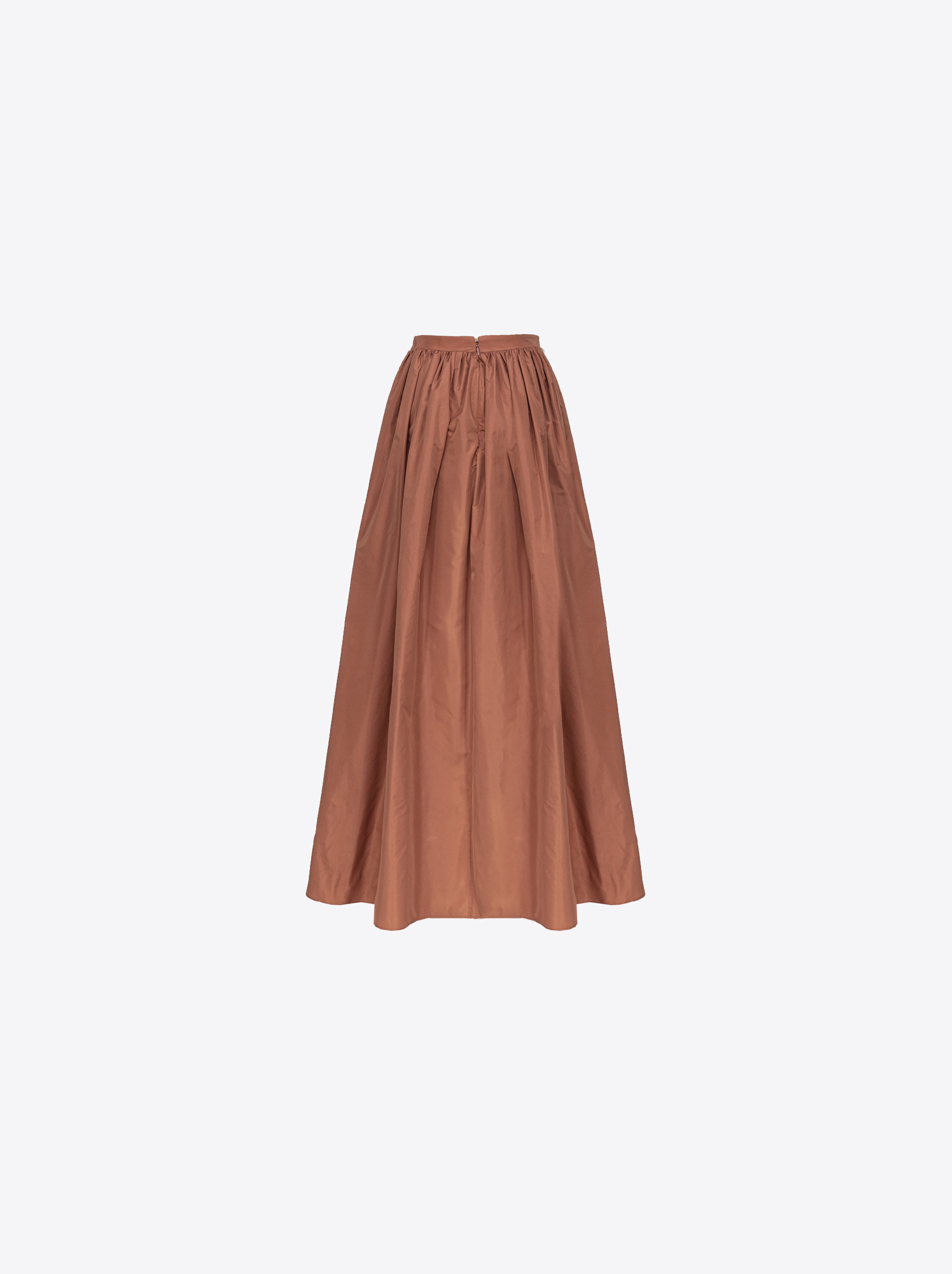Shop Pinko Taffeta Maxi Skirt With Slit In Blush Marron-rouge