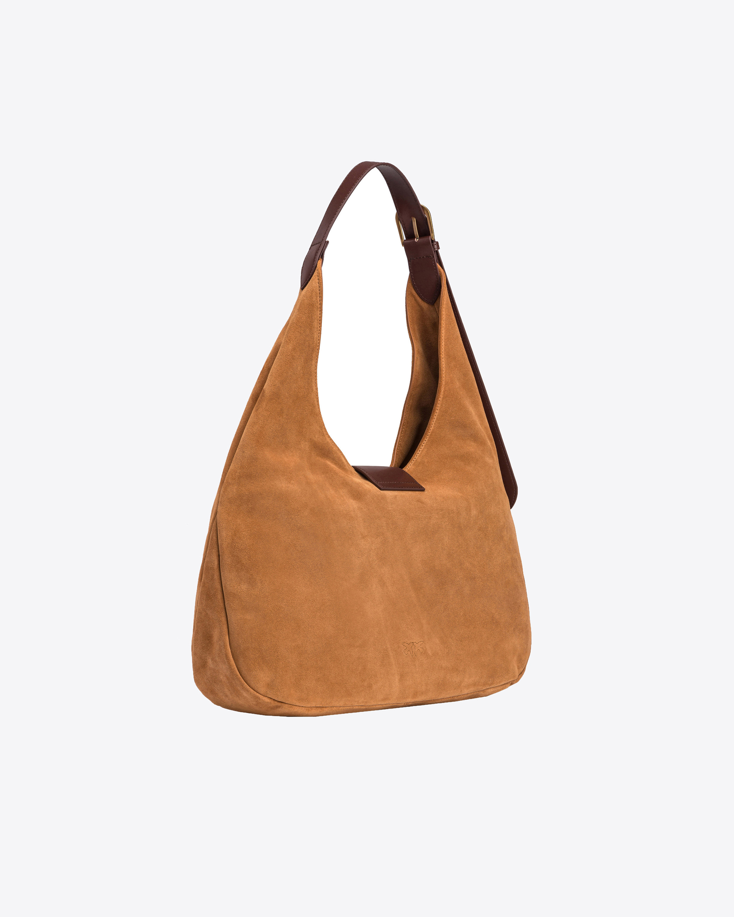 Shop Pinko Big Hobo Bag In Suede And Leather In Brown - Lion-antique Gold