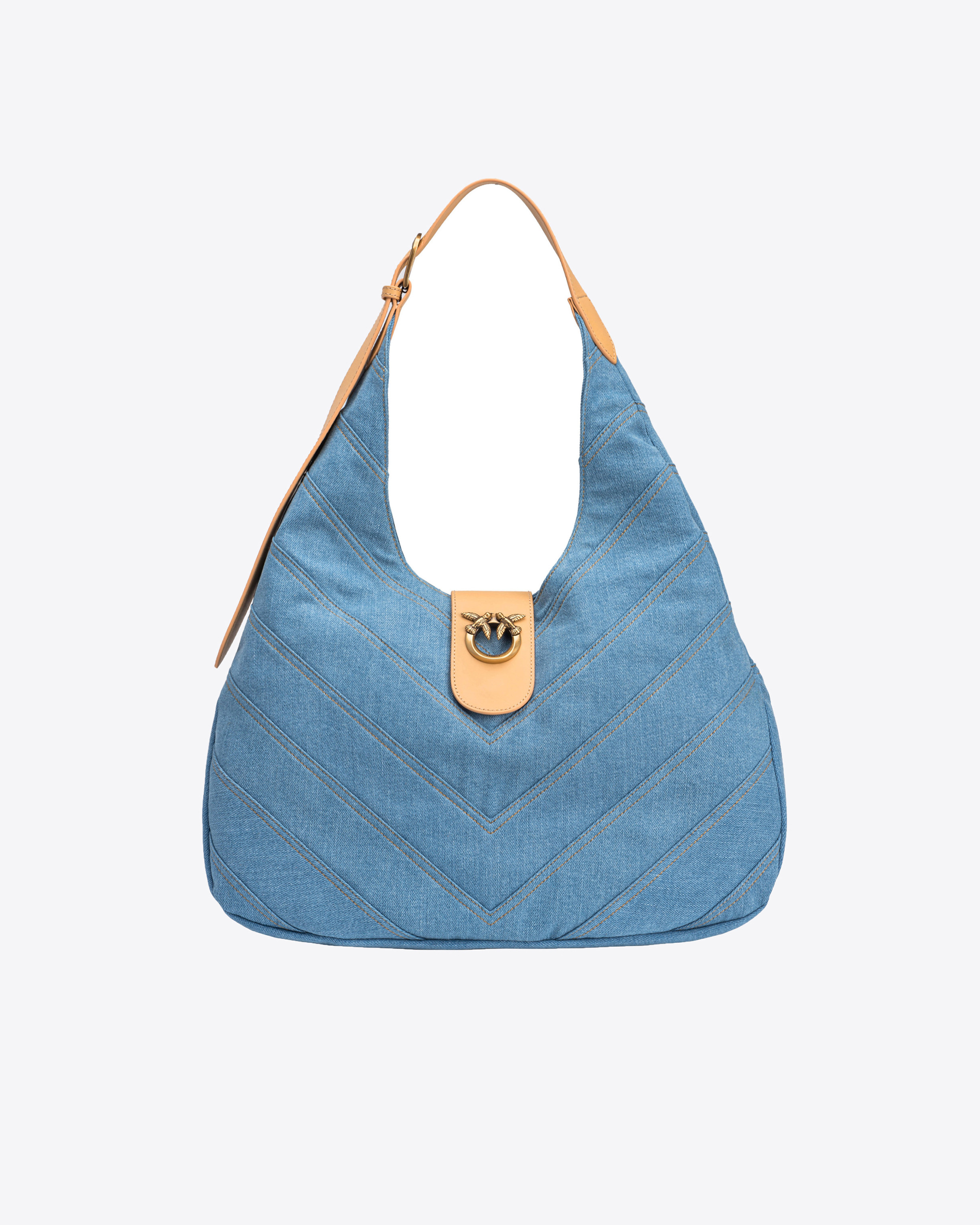 Pinko Big Hobo Bag Denim Délavé