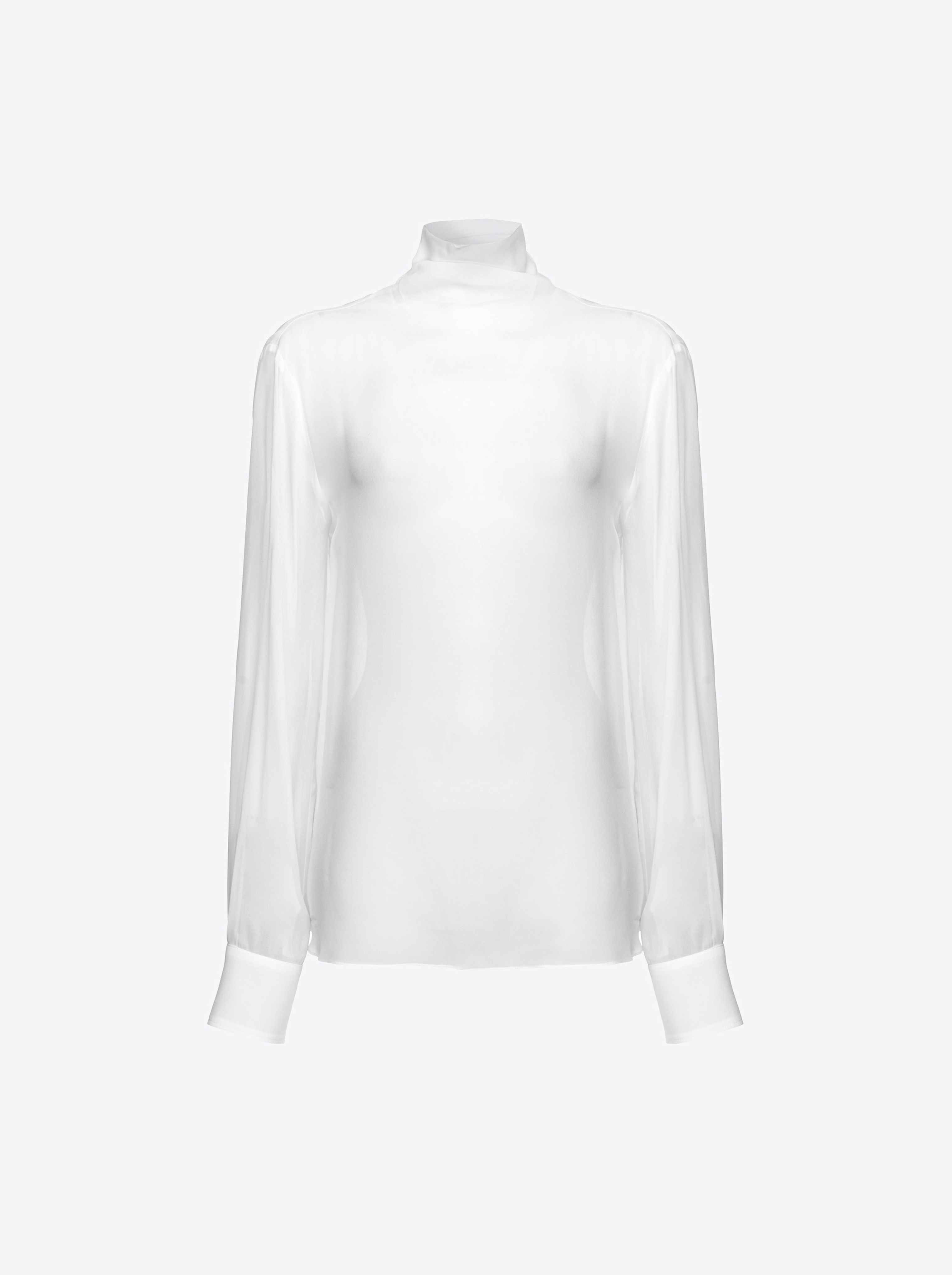 Pinko High-neck Georgette Blouse In Off-white