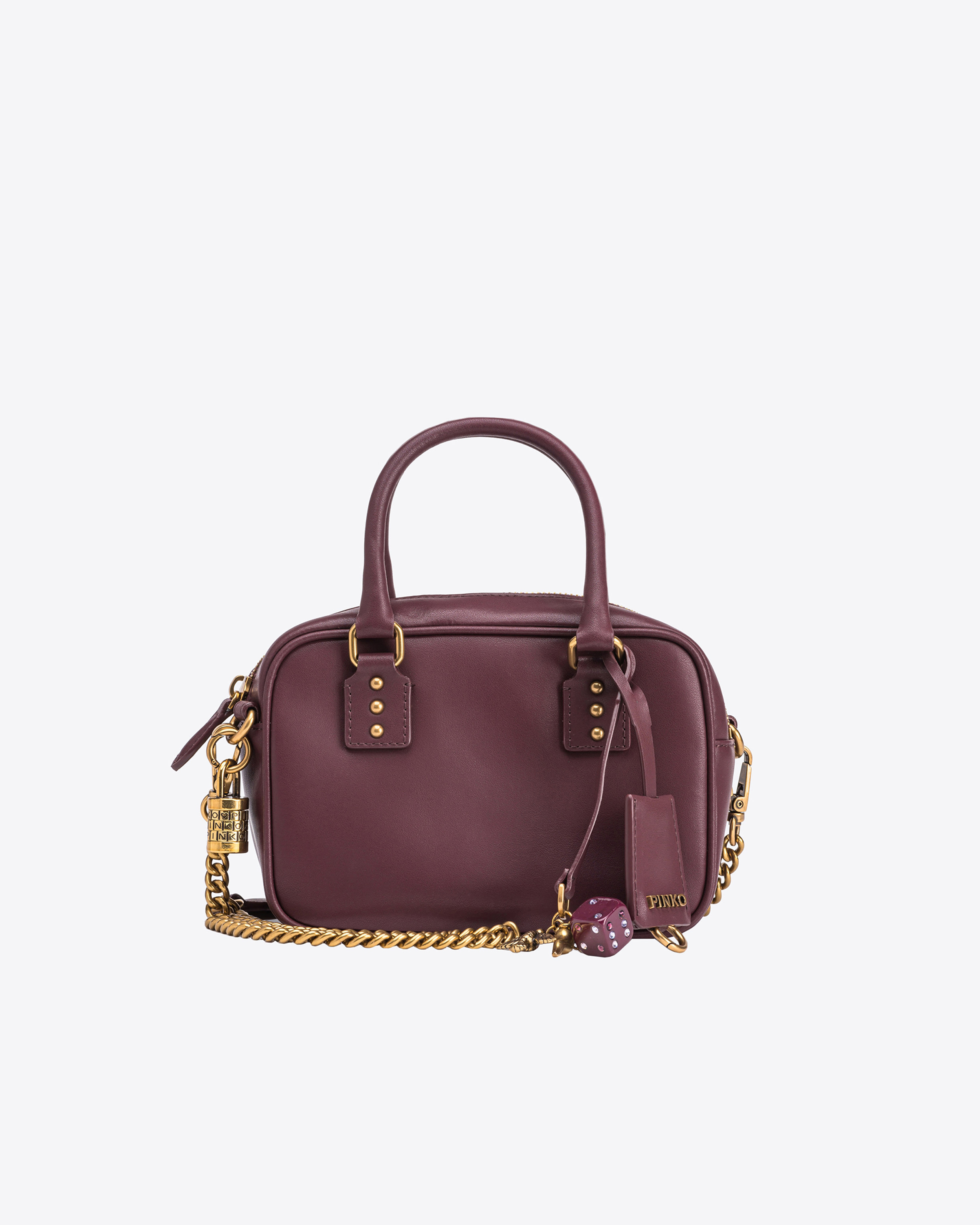 Pinko Mini Bowling Bag In Leather In Purple