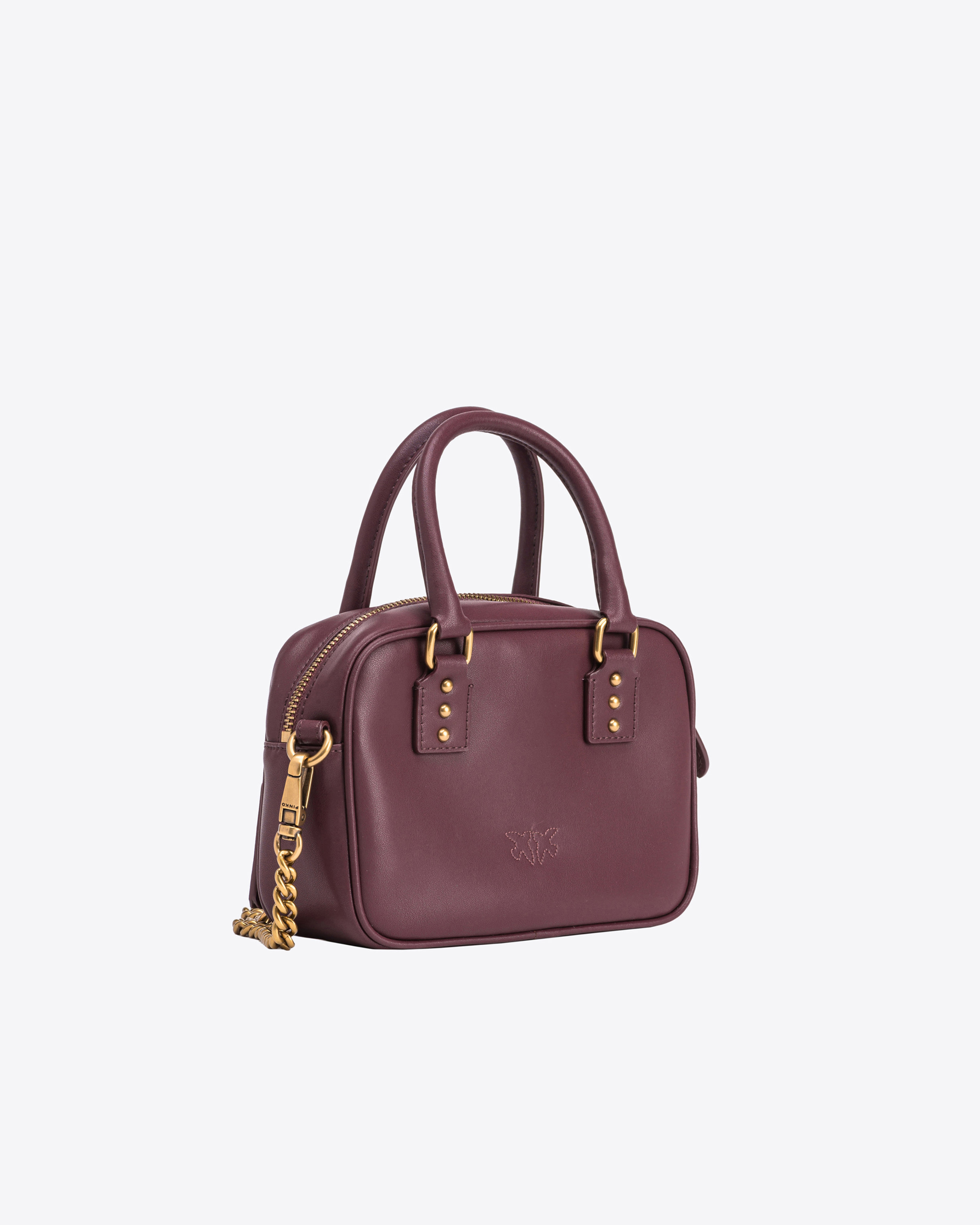 Shop Pinko Mini Bowling Bag In Pelle In Chocolate Brown-antique Gold