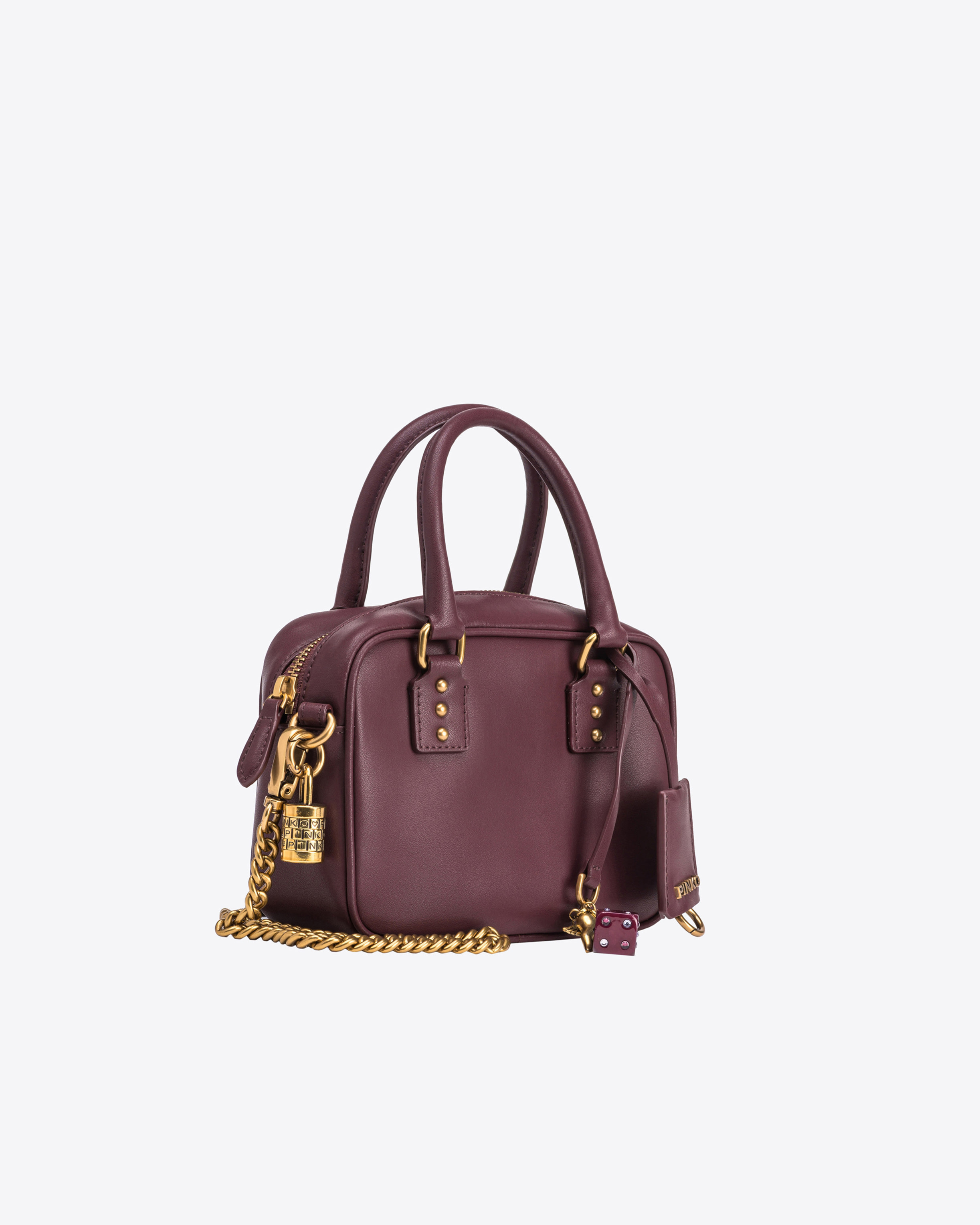 Shop Pinko Mini Bowling Bag In Pelle In Chocolate Brown-antique Gold