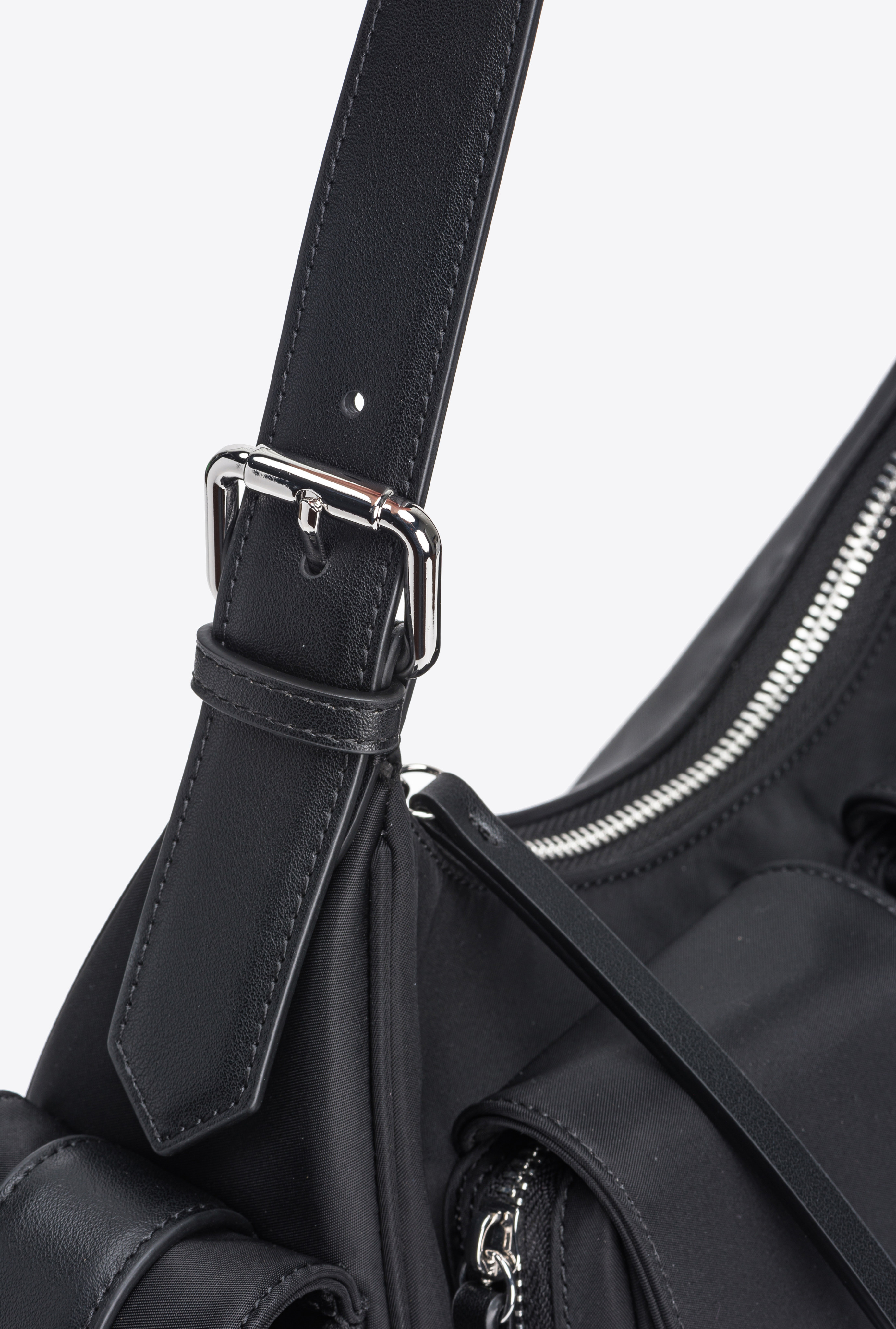 Pinko Cargo Bag In Recycled Technical Fabric In Limo Black-shiny Nickel